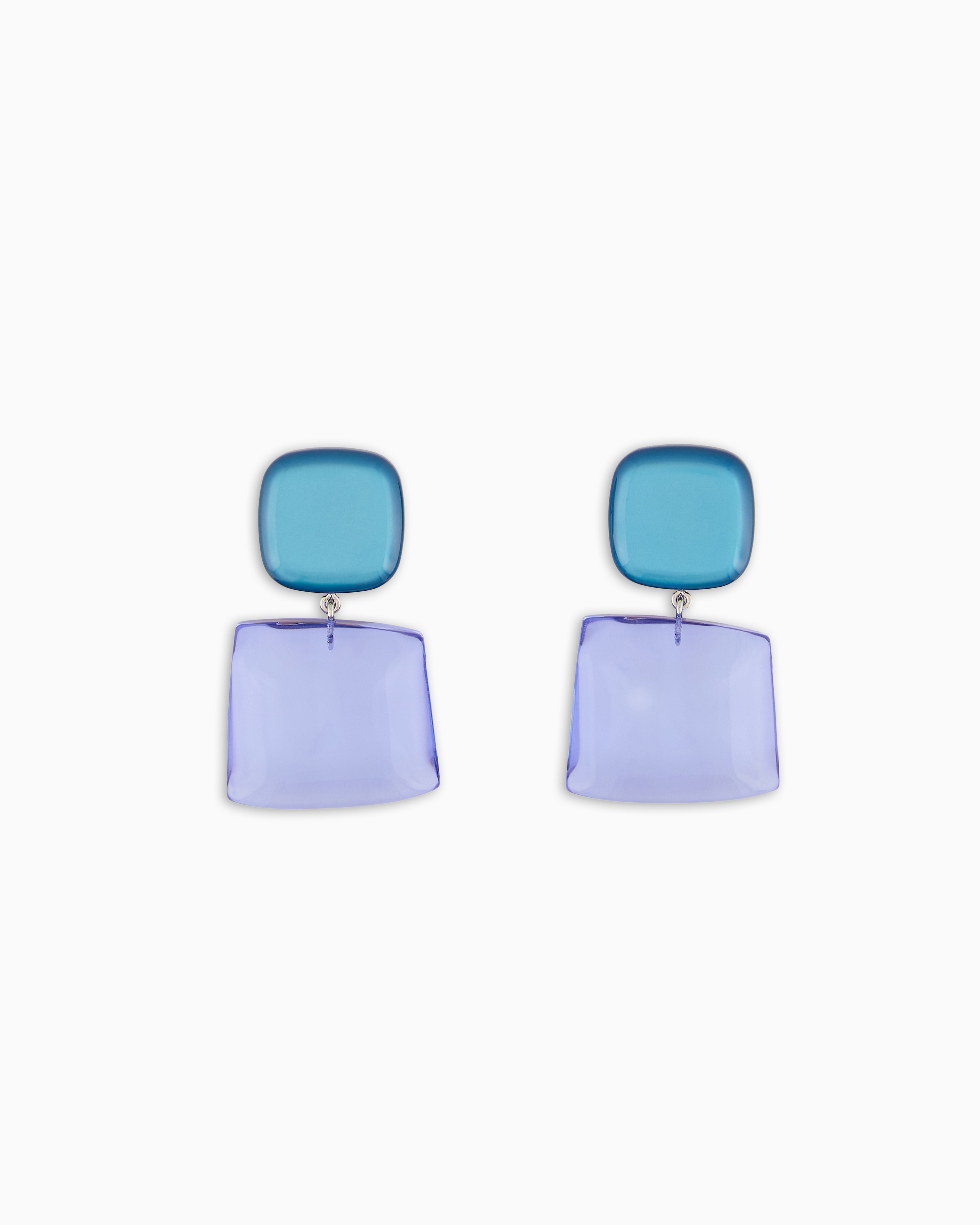 Emporio Armani - Pendant earrings with transparent gemstone, Woman, Blue, Size: TU