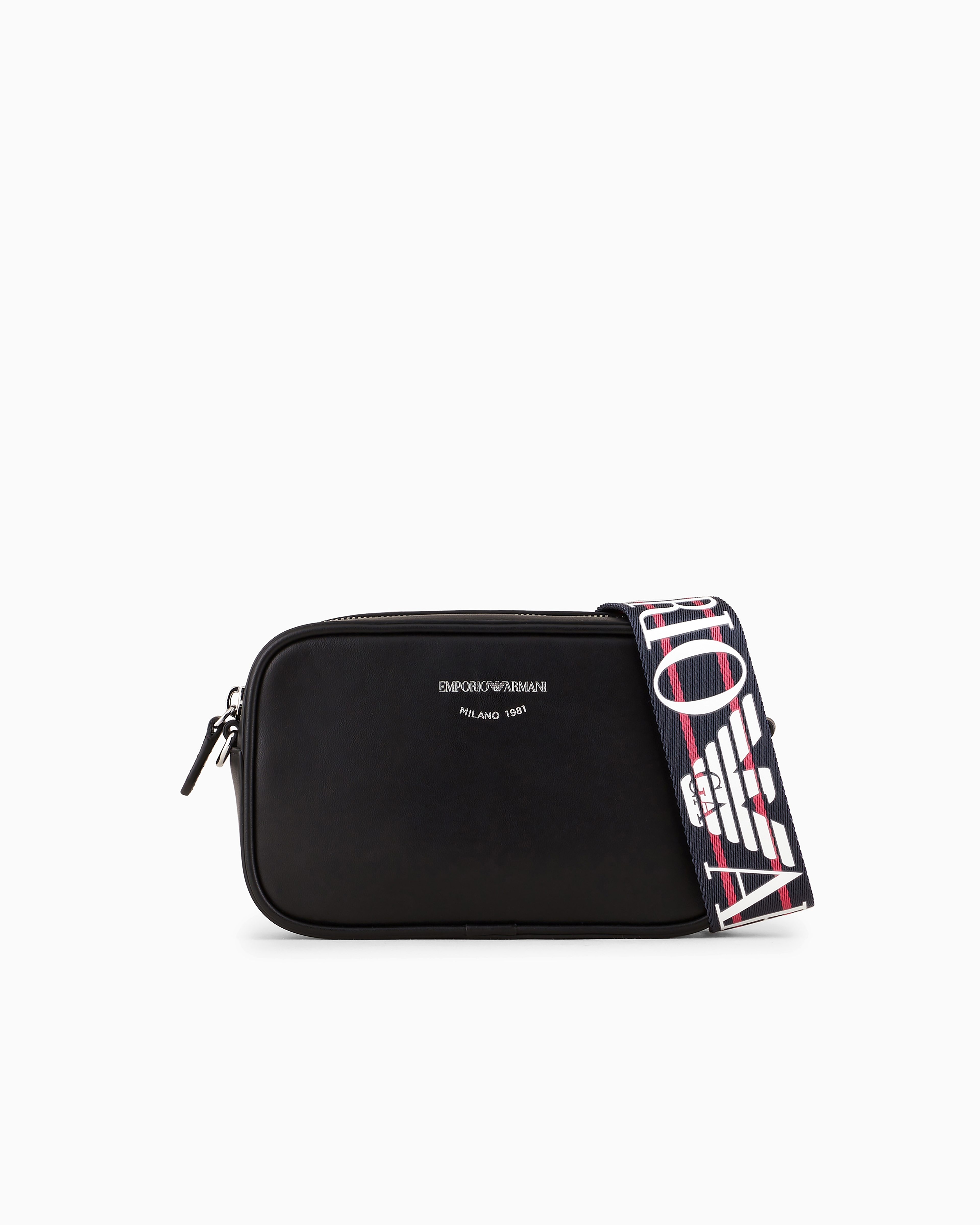 Emporio Armani - ASV crossbody camera case in ecological leather, Woman, Black, Size: TU