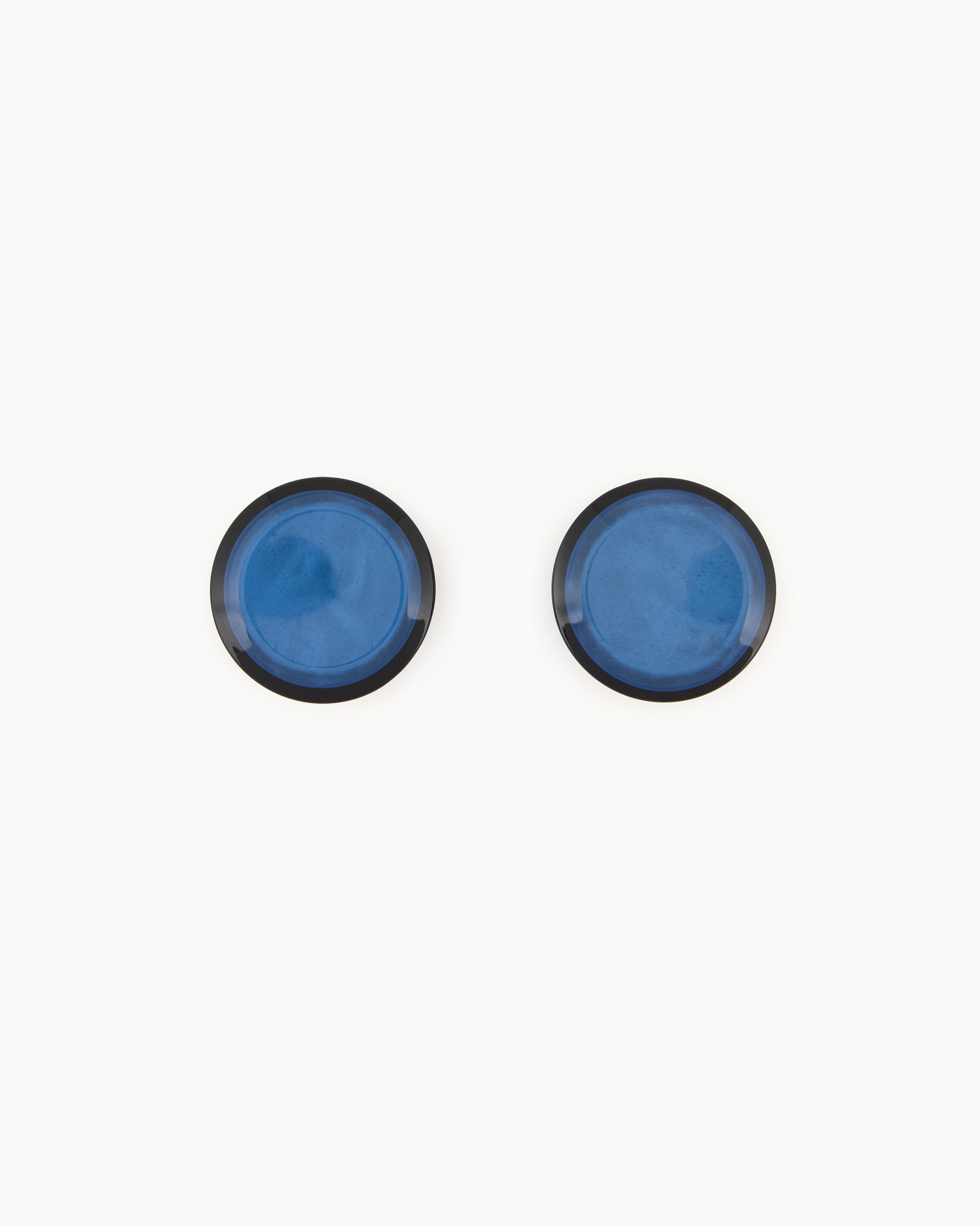 Emporio Armani - Shiny oversized round earrings, Woman, Blue, Size: TU