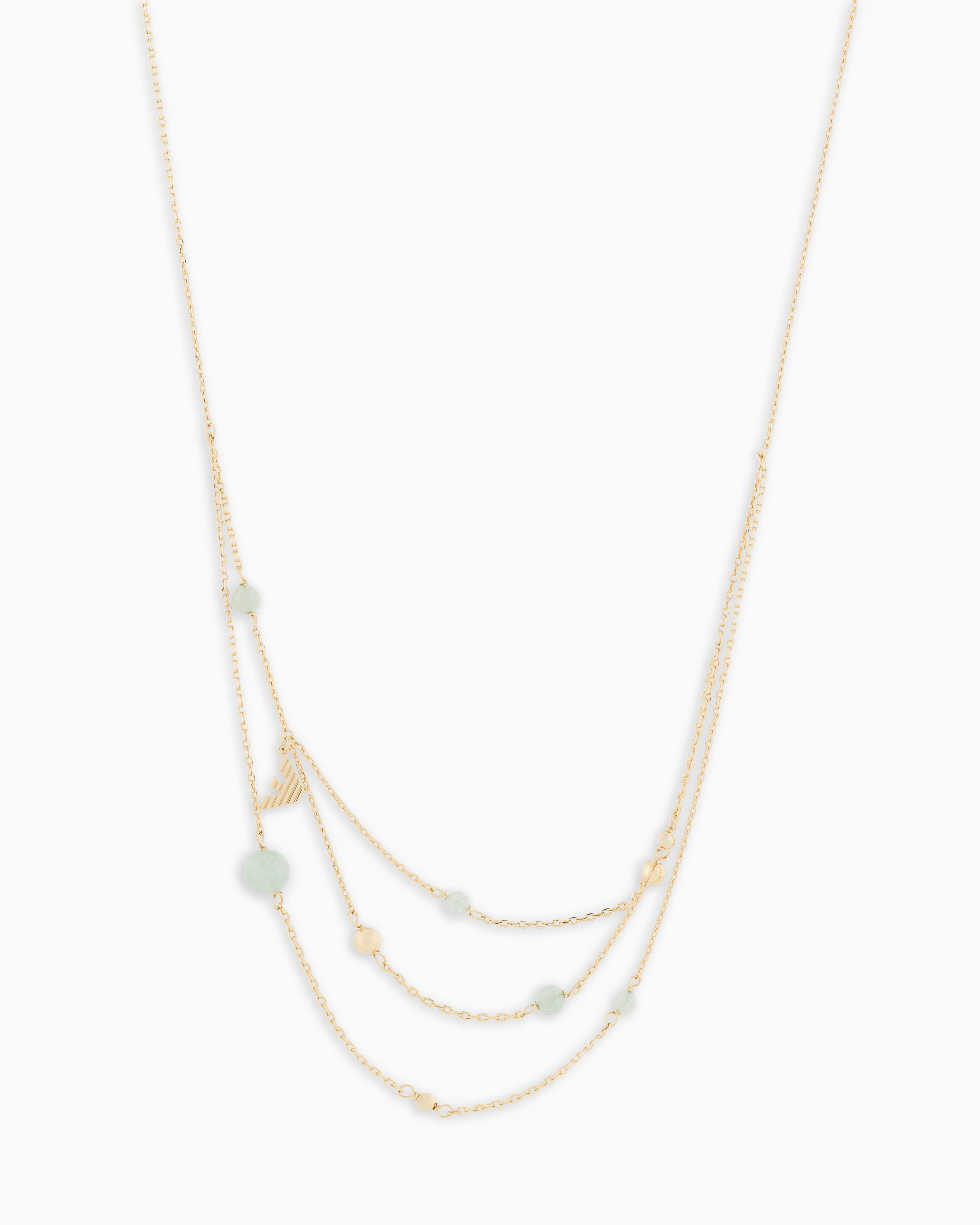 Emporio Armani - Emporio Armani Gold-Tone Green Aventurine Multi-Chain Necklace, Woman, Multicoloured, Size: TU