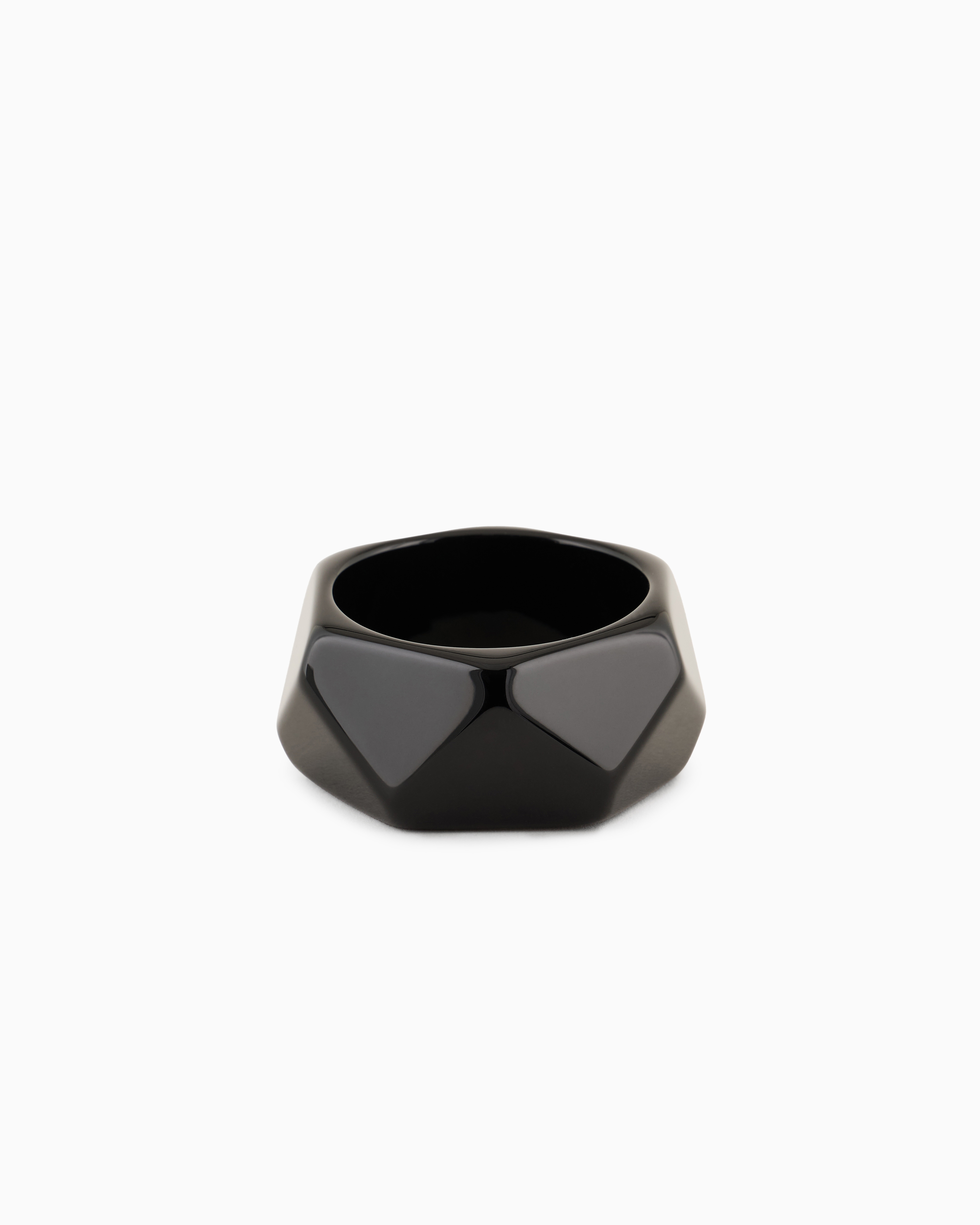 Emporio Armani - Oversized, multifaceted bangle, Woman, Black, Size: TU