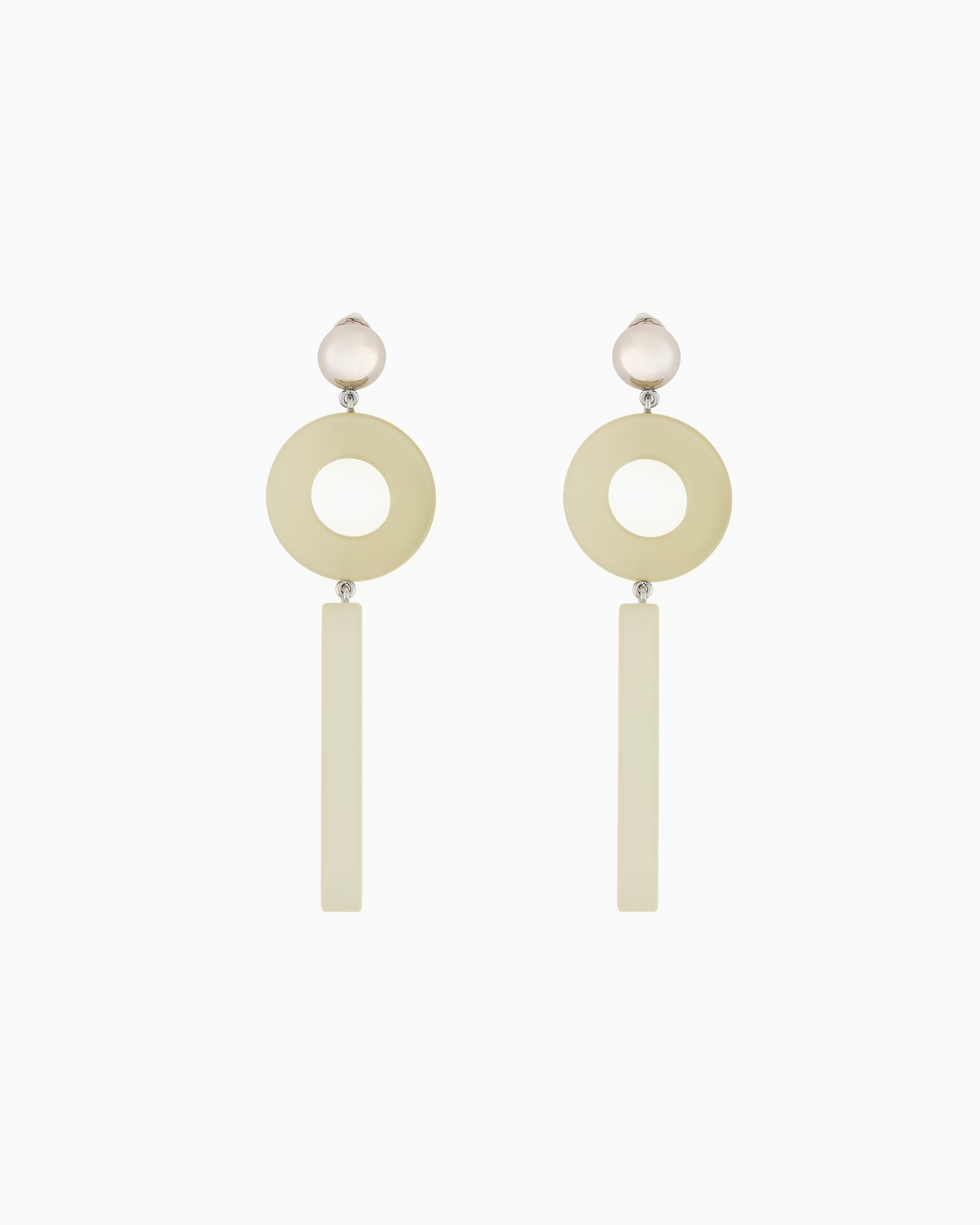 Emporio Armani - Pendant earrings with geometric elements, Woman, Green, Size: TU