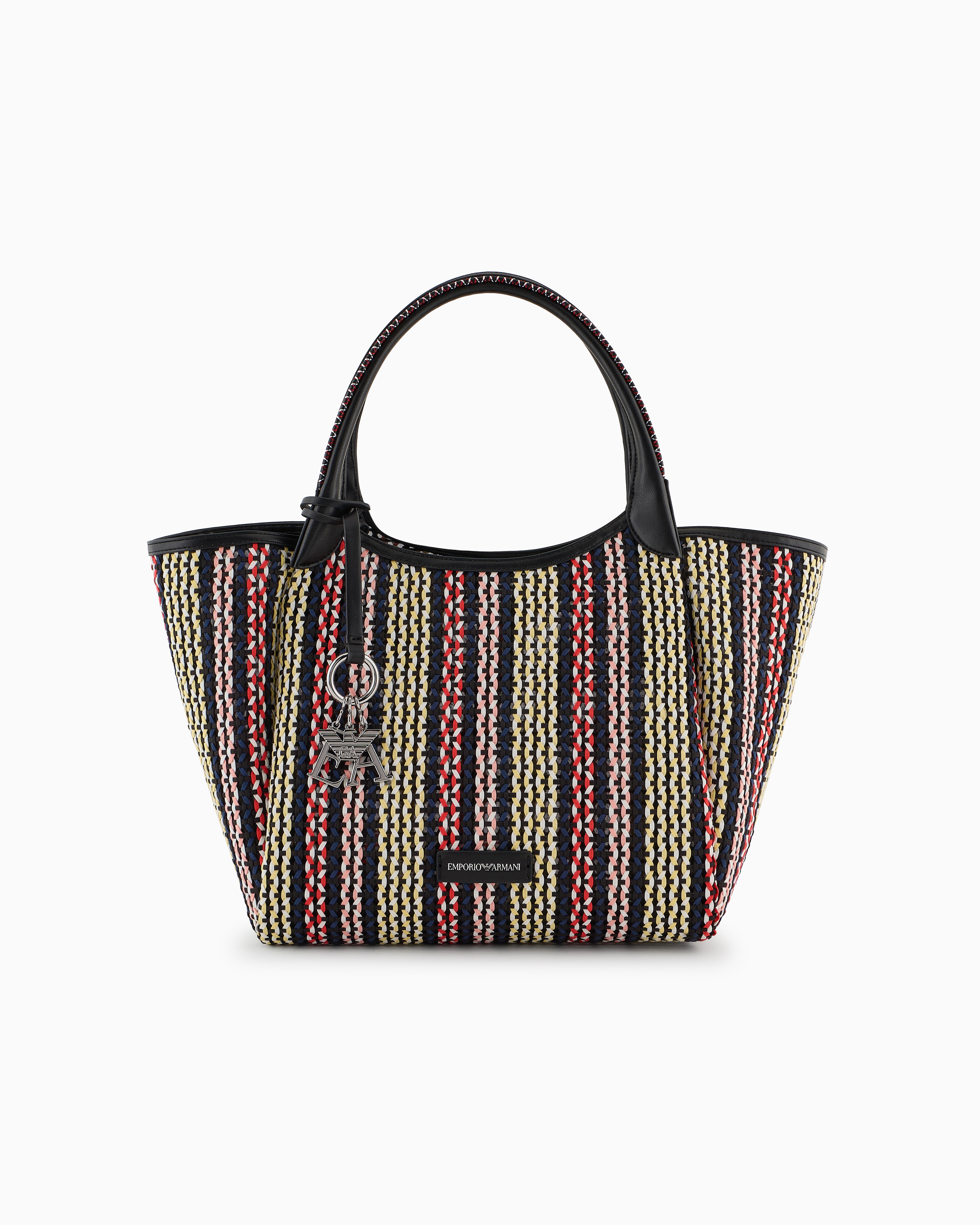 Multicoloured basketweave shopper bag | Emporio Armani