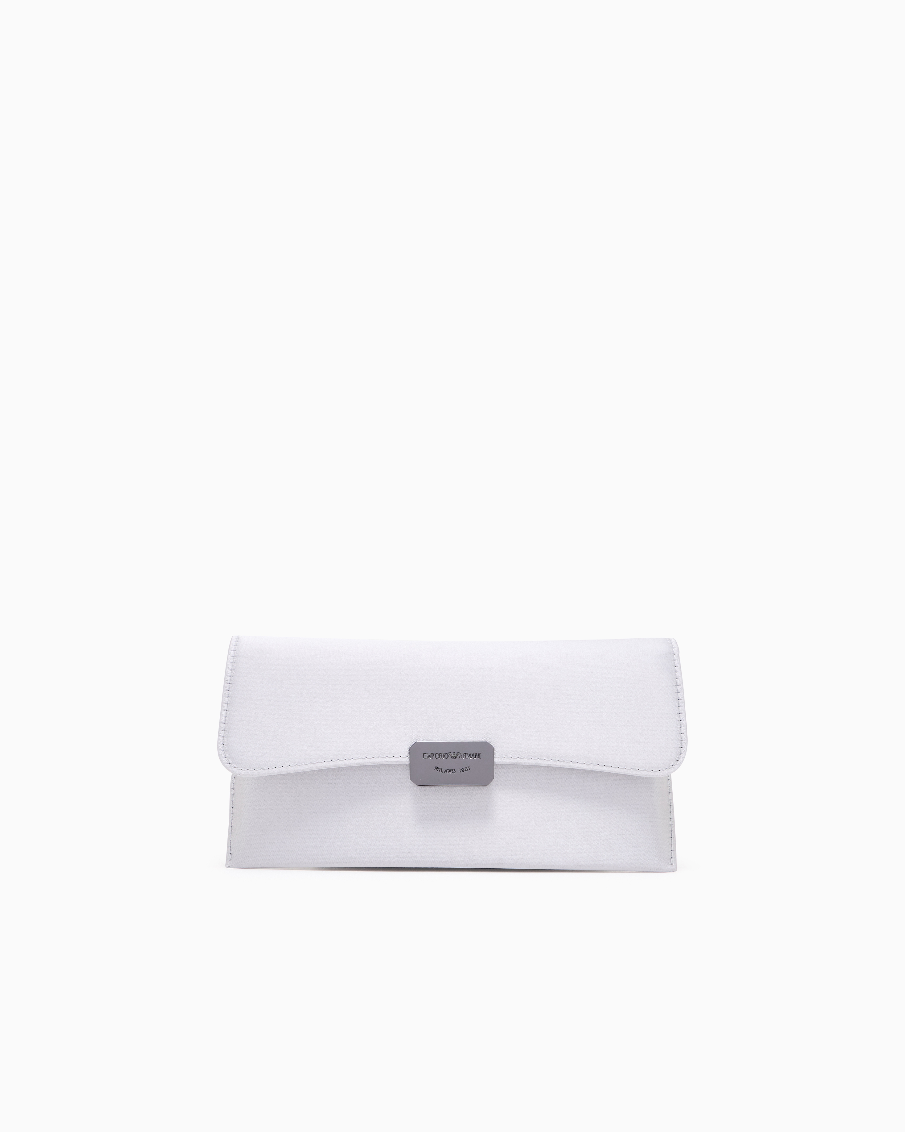 Emporio Armani - Satin clutch bag, Woman, Grey, Size: TU