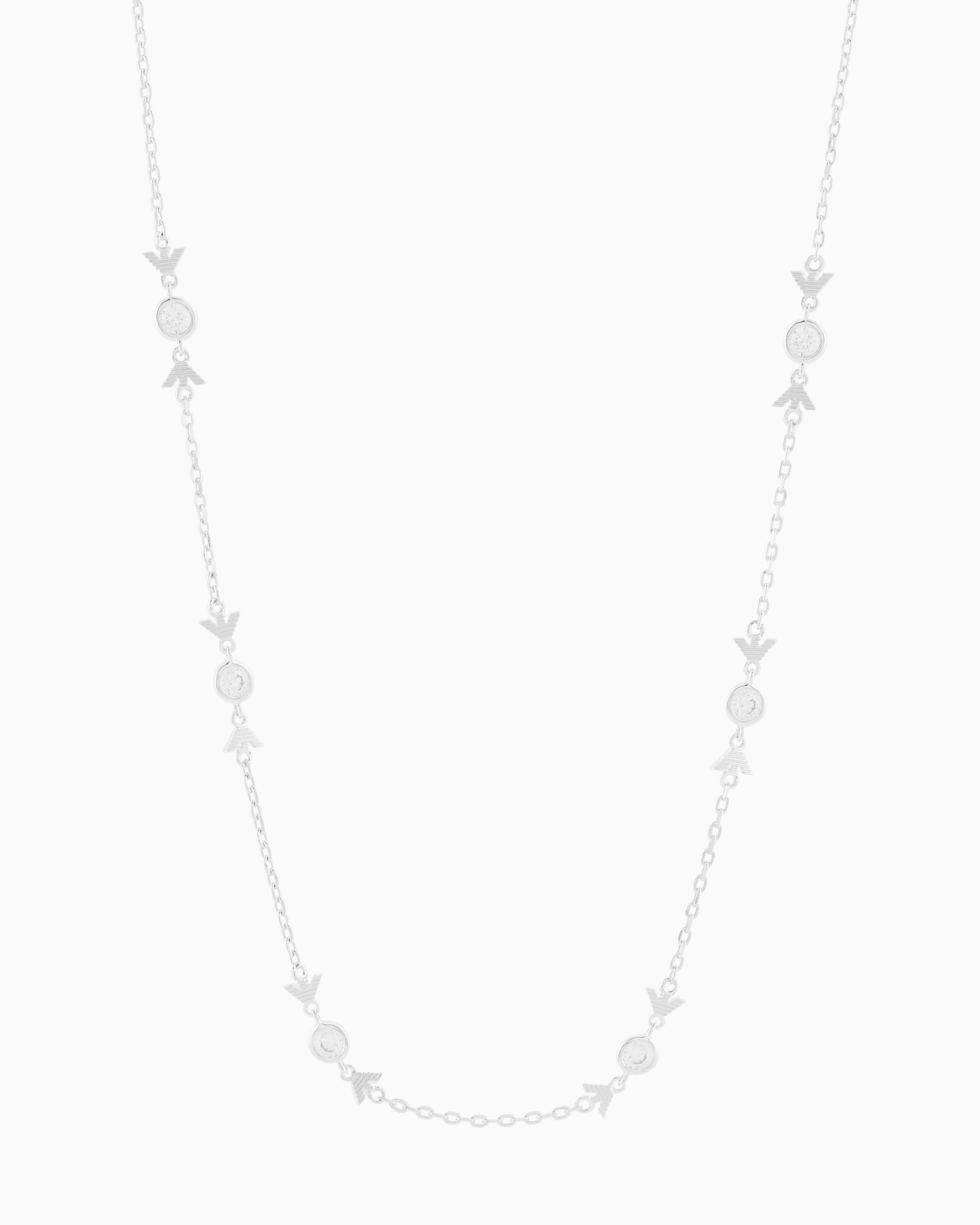 Emporio Armani -  Sterling Silver Station Necklace, Woman, Multicoloured, Size: TU