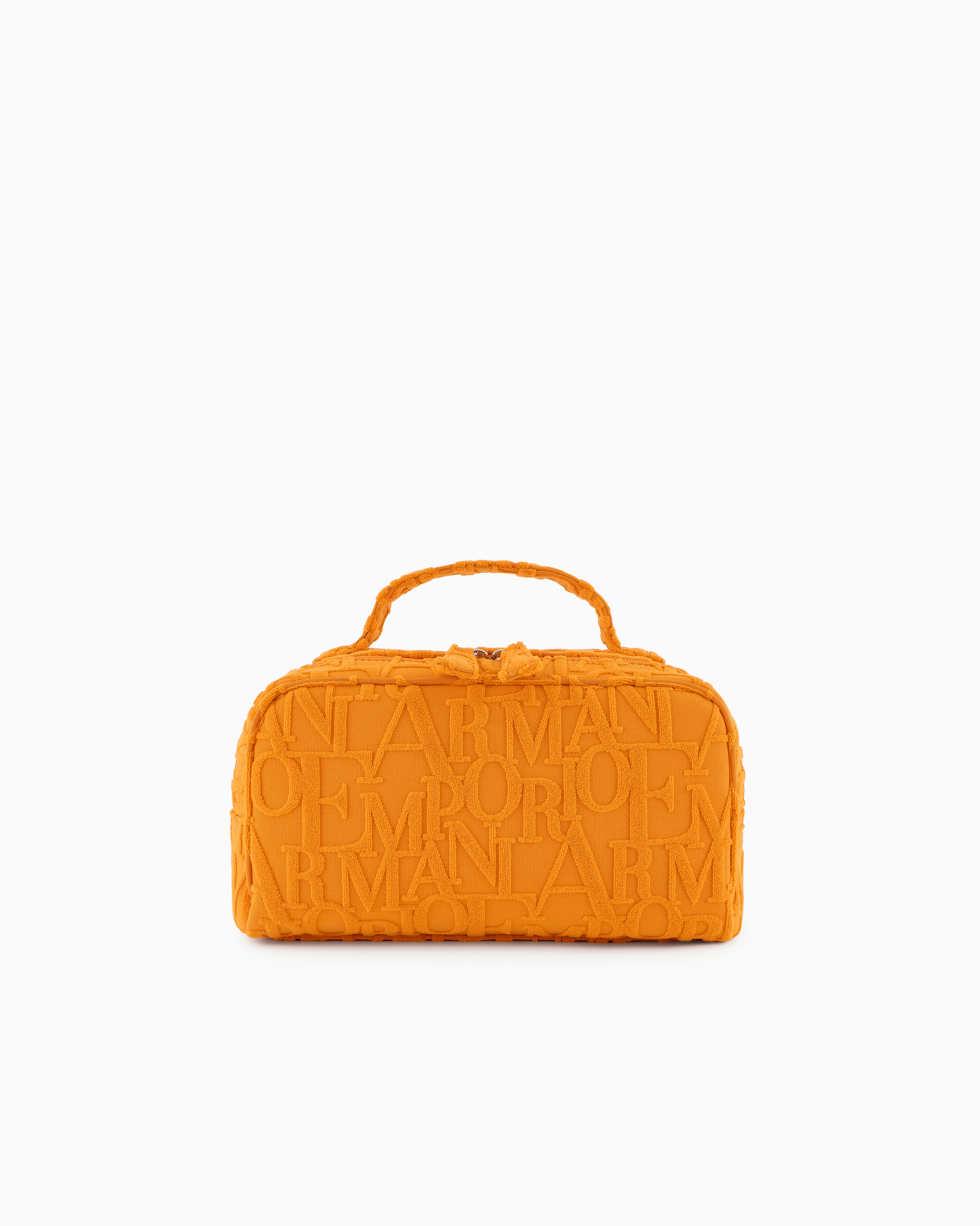 Emporio Armani - ASV Beachwear satchel in bold 3D logo fabric, Unisex, Orange, Size: TU