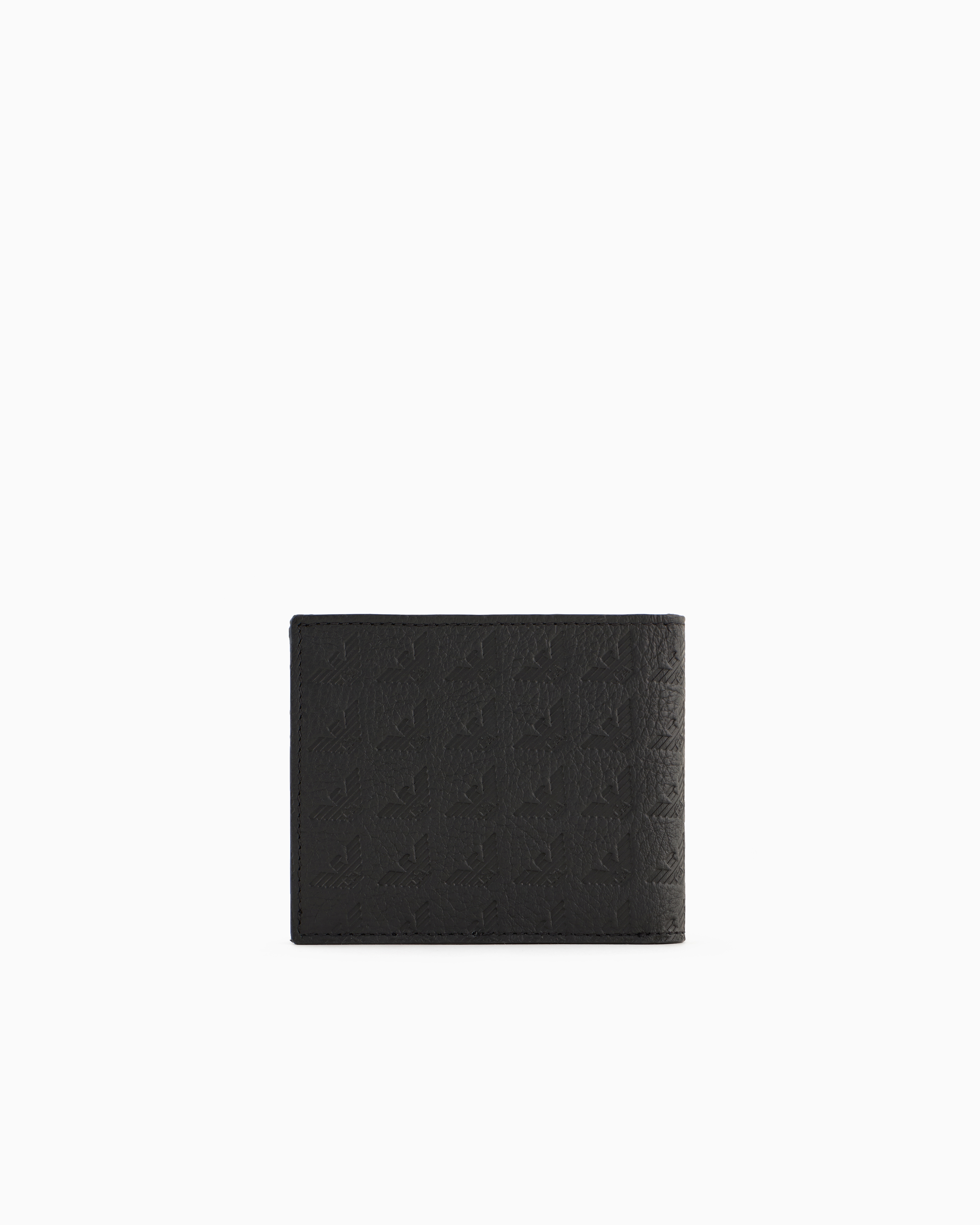 ■EMPORIO ARMANI■エンボスロゴ コンパクトウォレット コインポケットウォレット レザー オールオーバーエンボス