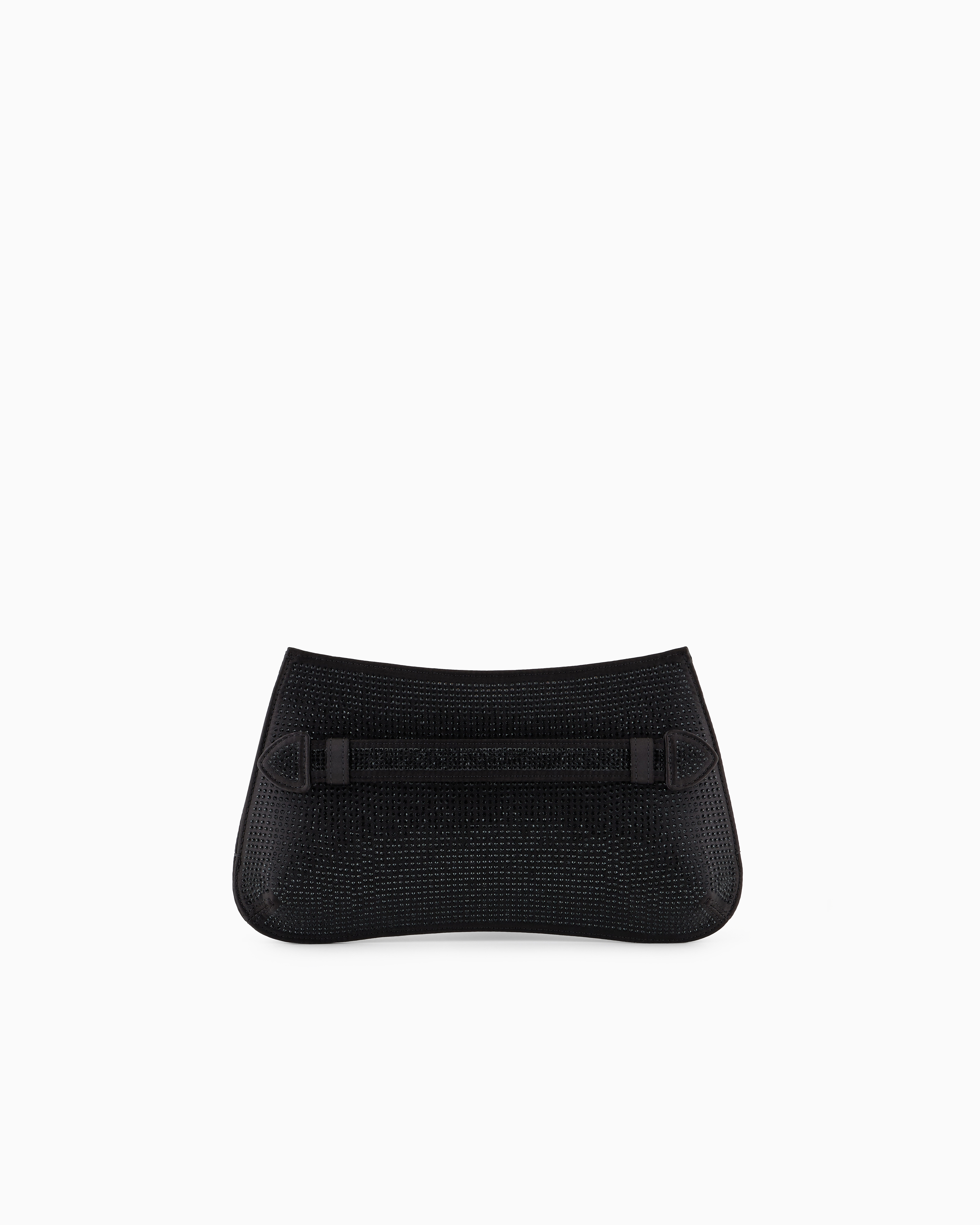 Satin clutch bag with rhinestones and chain strap | Emporio