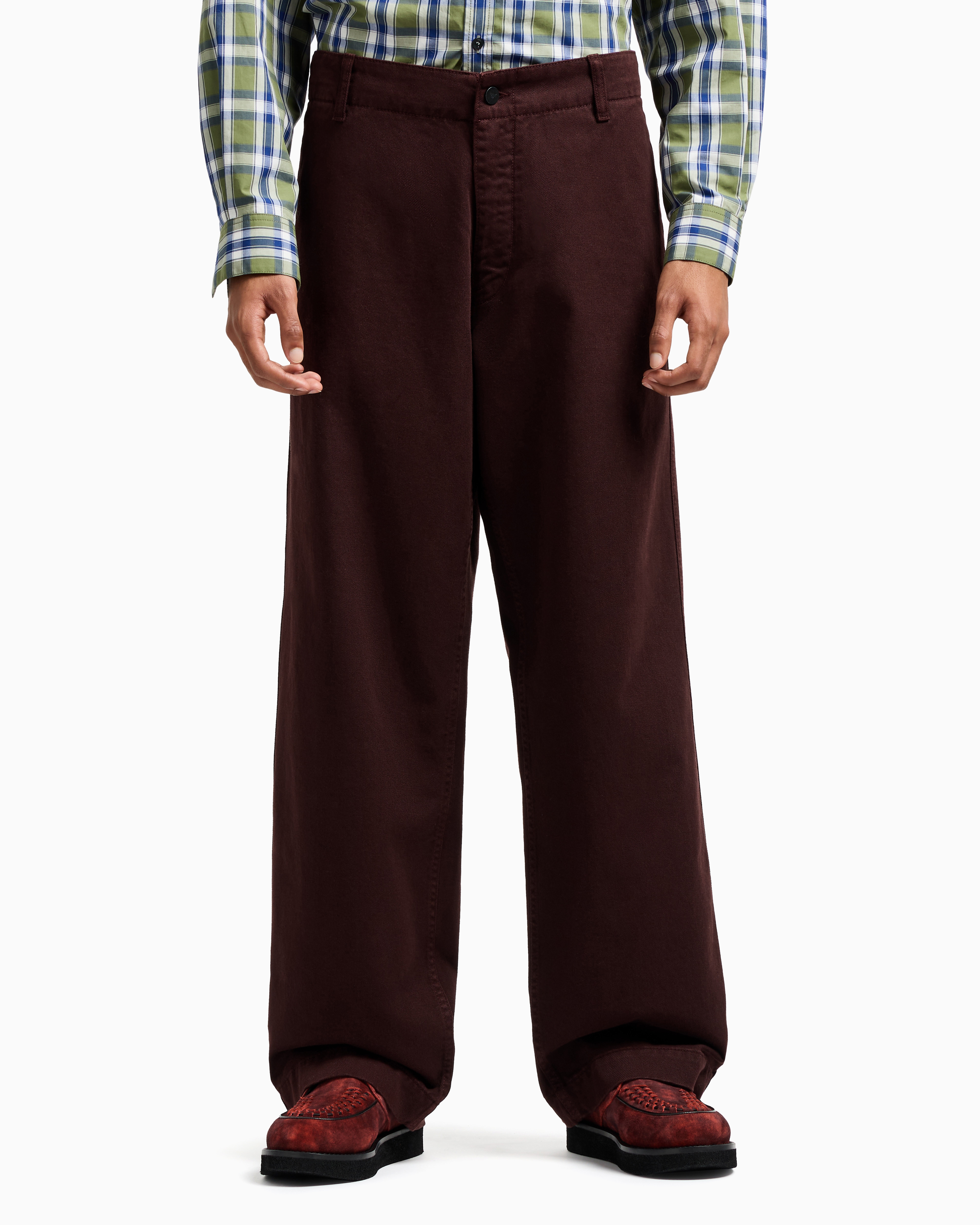 Emporio Armani New York Capsule Collection Drill Trousers In Brown