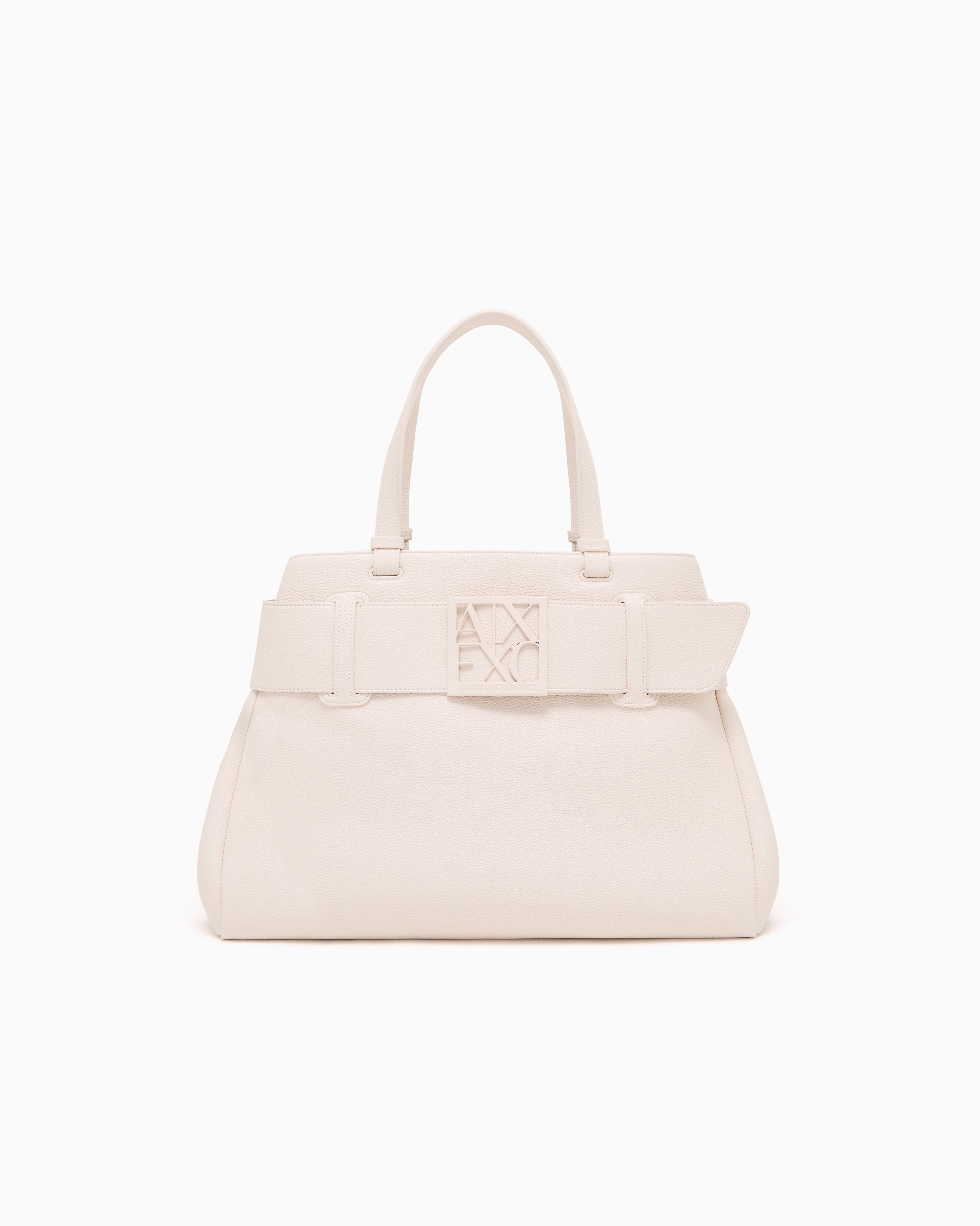 Armani Exchange Large Shoulder Bag With Asv Logo Detail In White