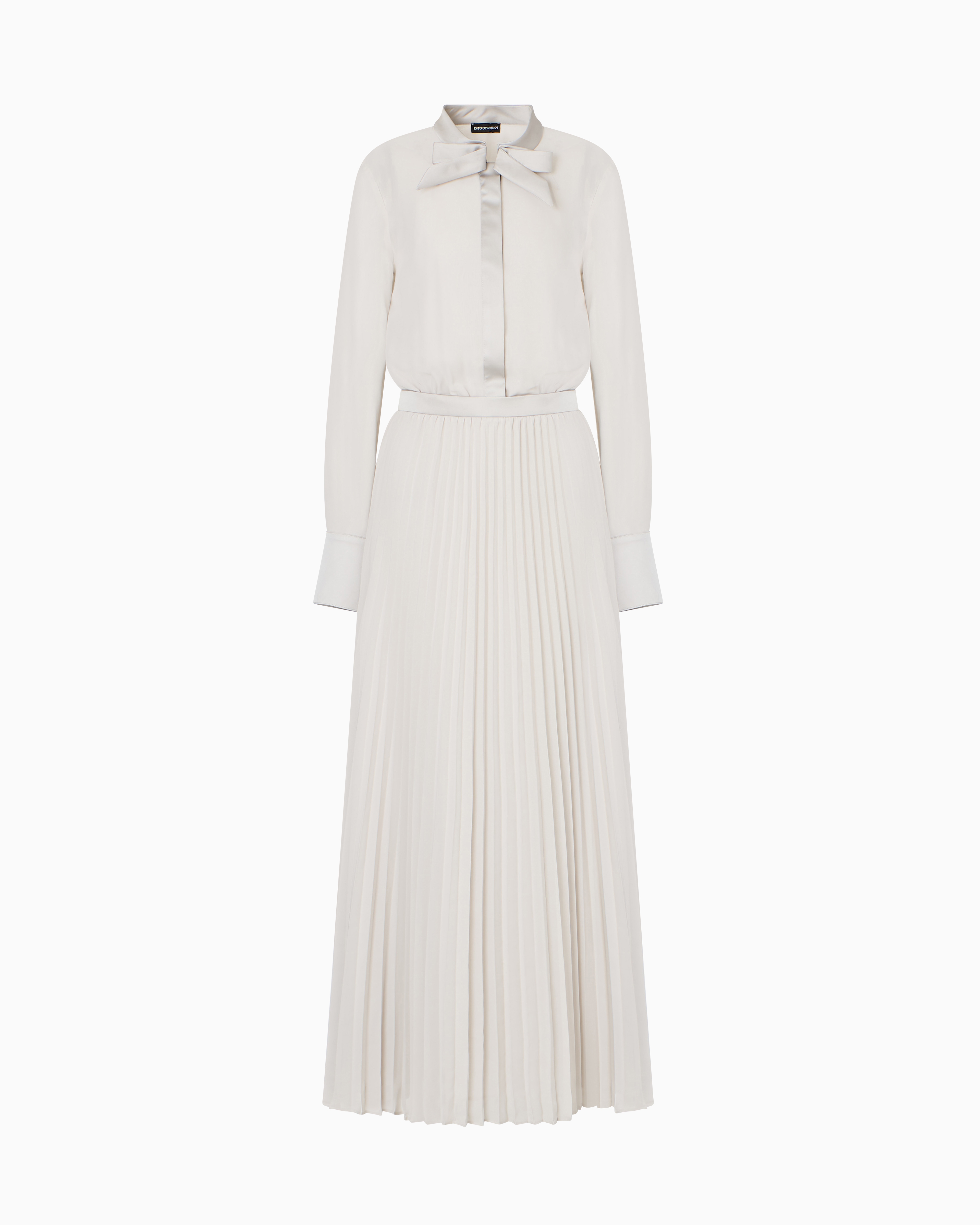 Emporio Armani - Technical georgette two-piece effect long dress, Woman, Grey, Size: