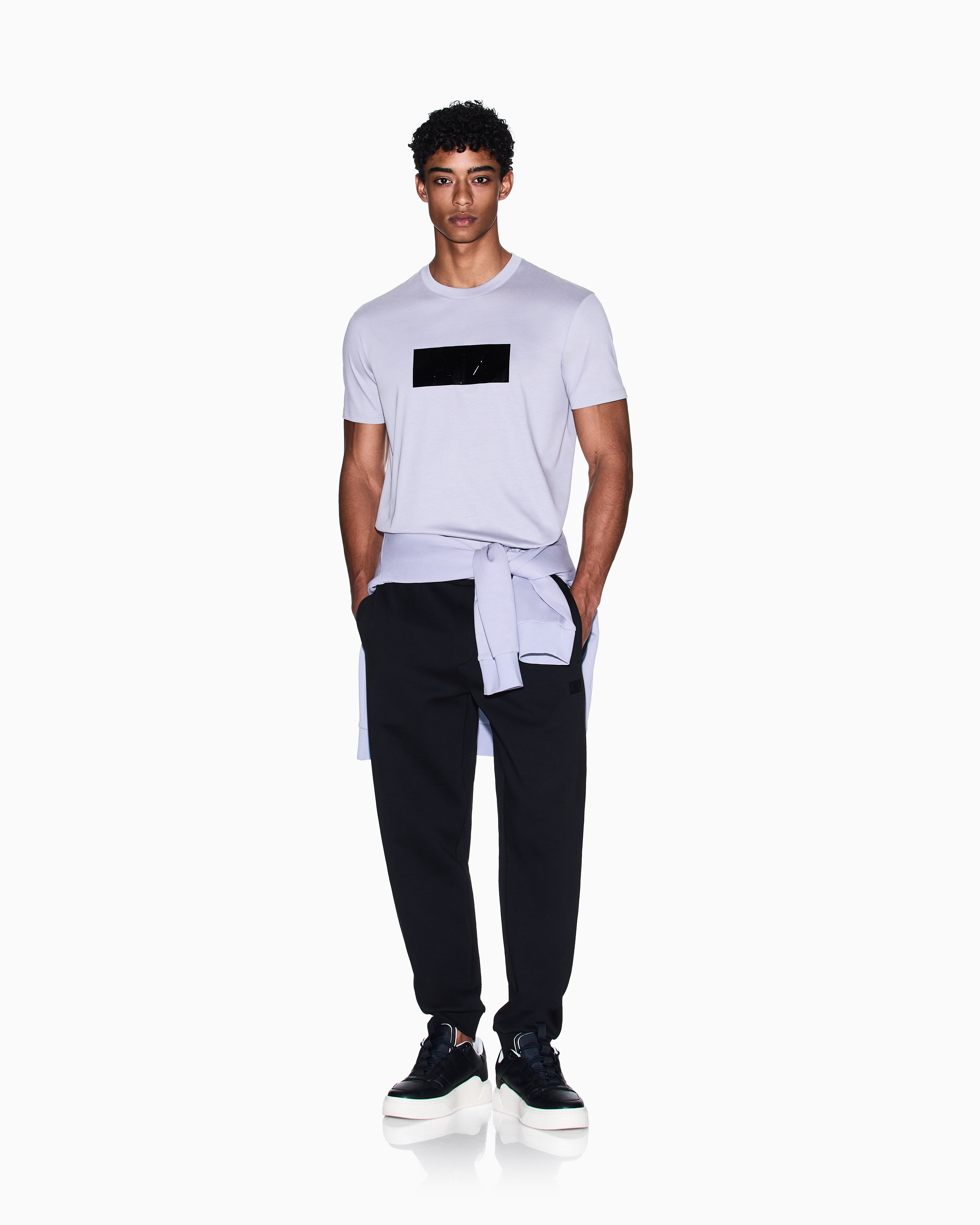 Armani Exchange - Regular fit t-shirt with vinyl logo print, Man, Purple, Size: