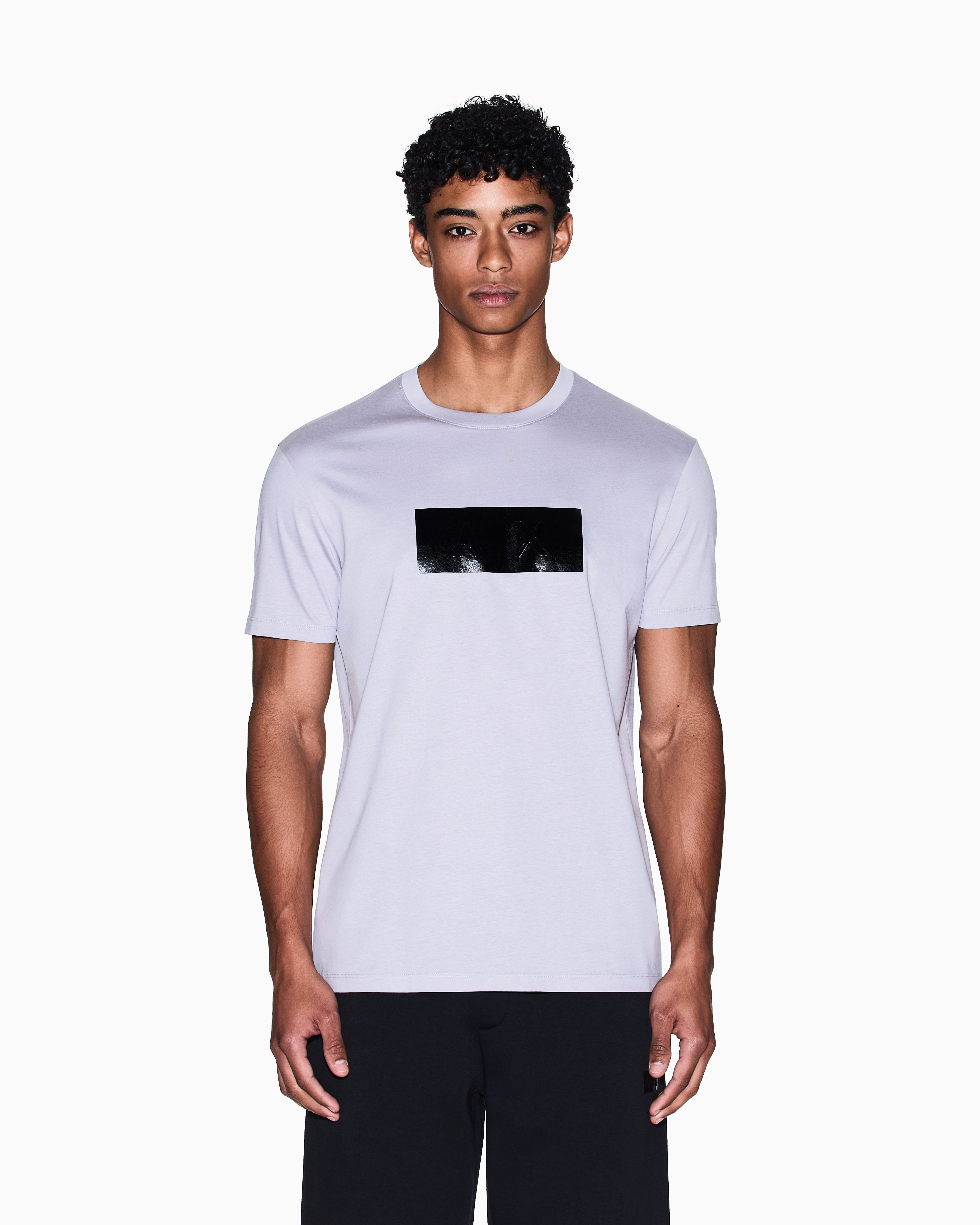 Armani Exchange - Regular fit t-shirt with vinyl logo print, Man, Purple, Size:
