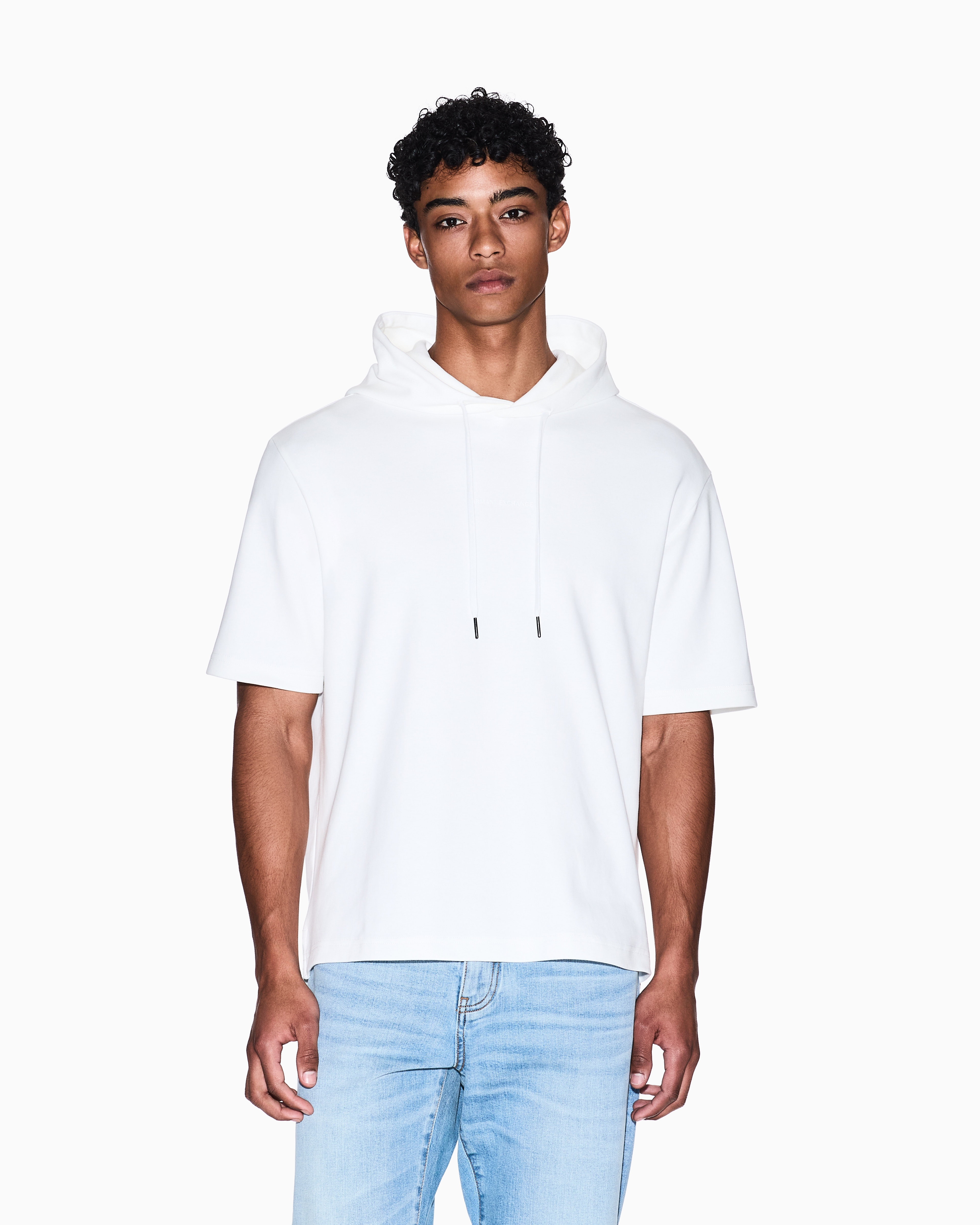 Armani Exchange - Short-sleeved sweatshirt with logo, Man, White, Size: