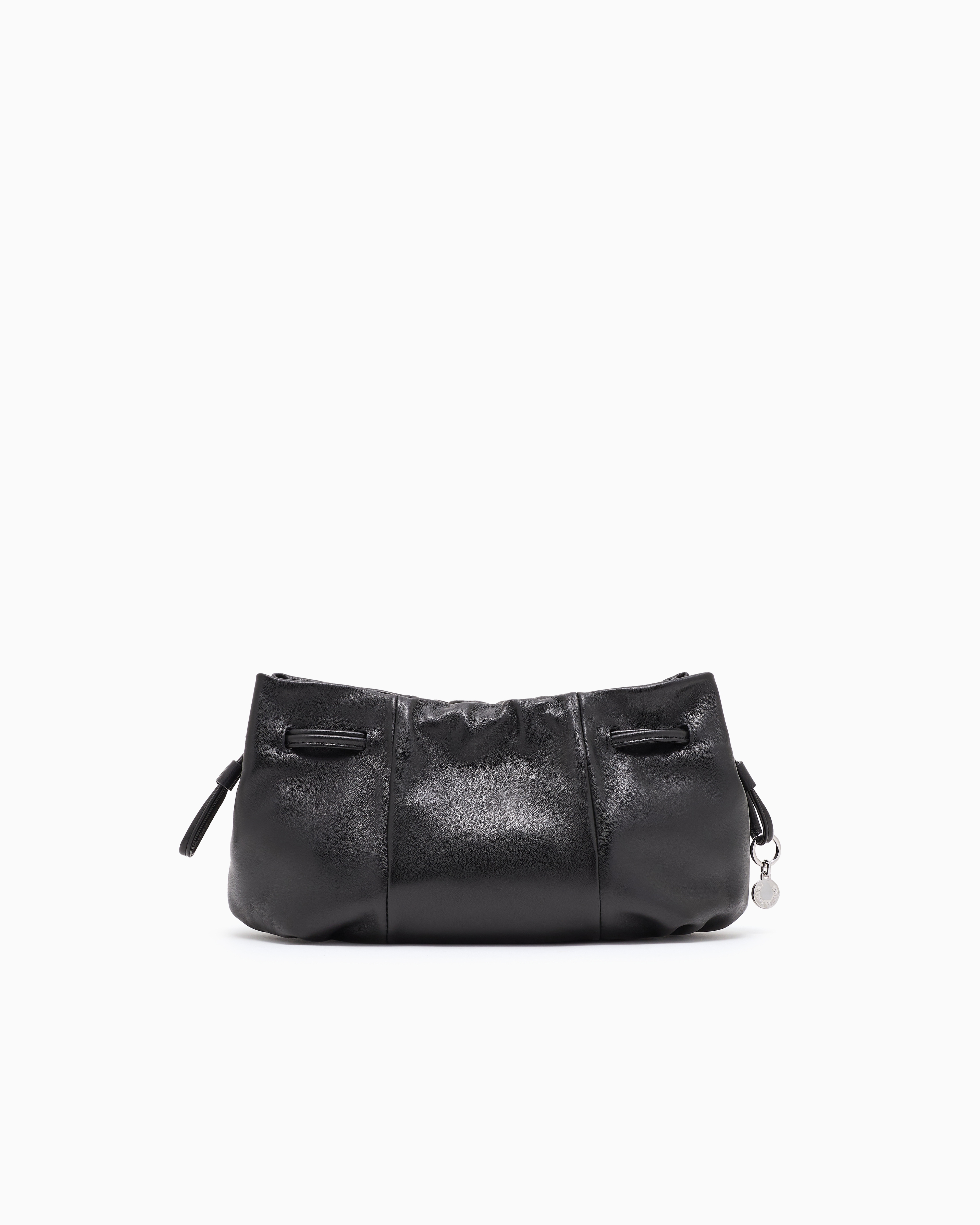 Emporio Armani Small Shoulder Bag With Nappa-leather Drawstring In Black