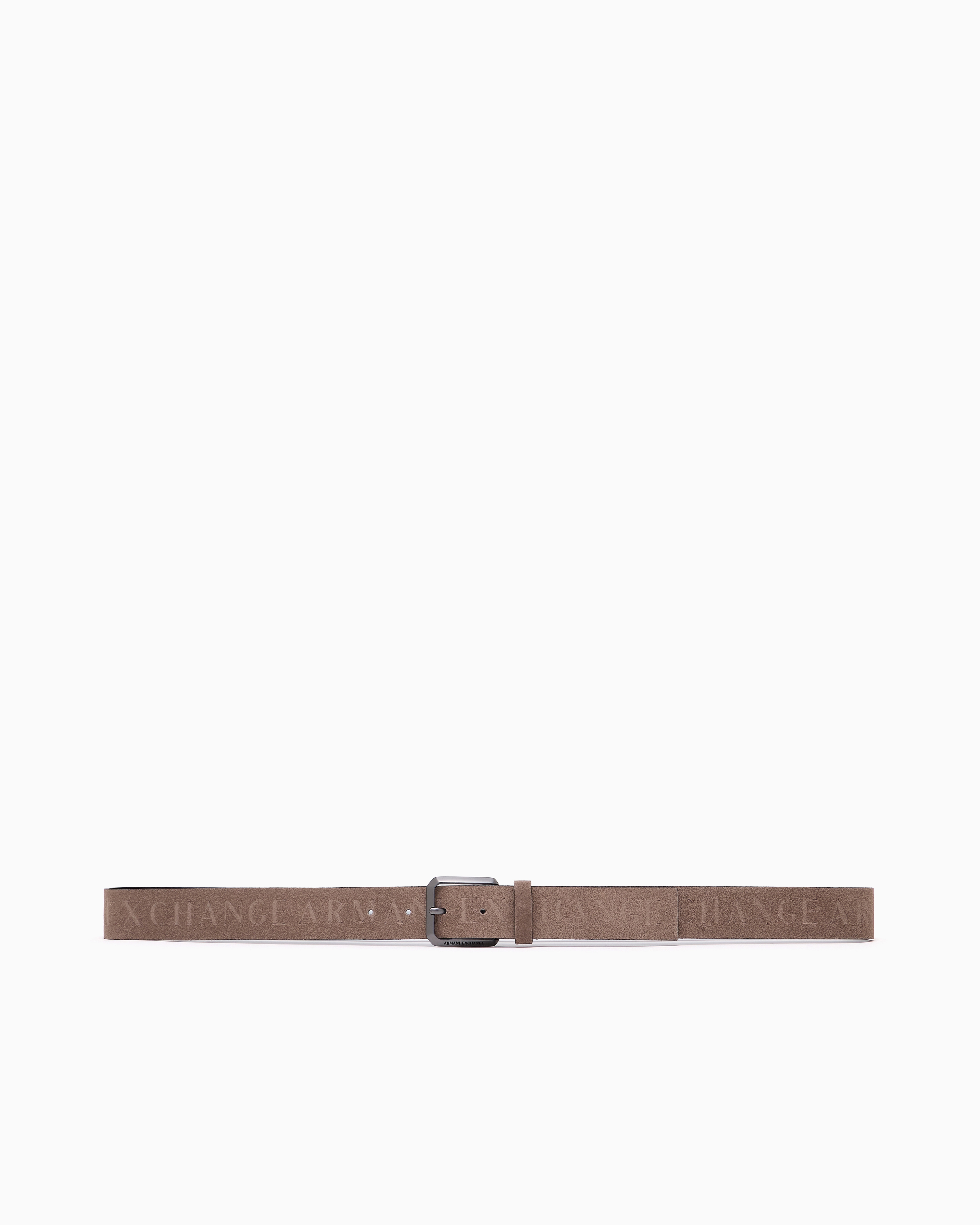 Armani Exchange Leather Belt With Logo In Beige