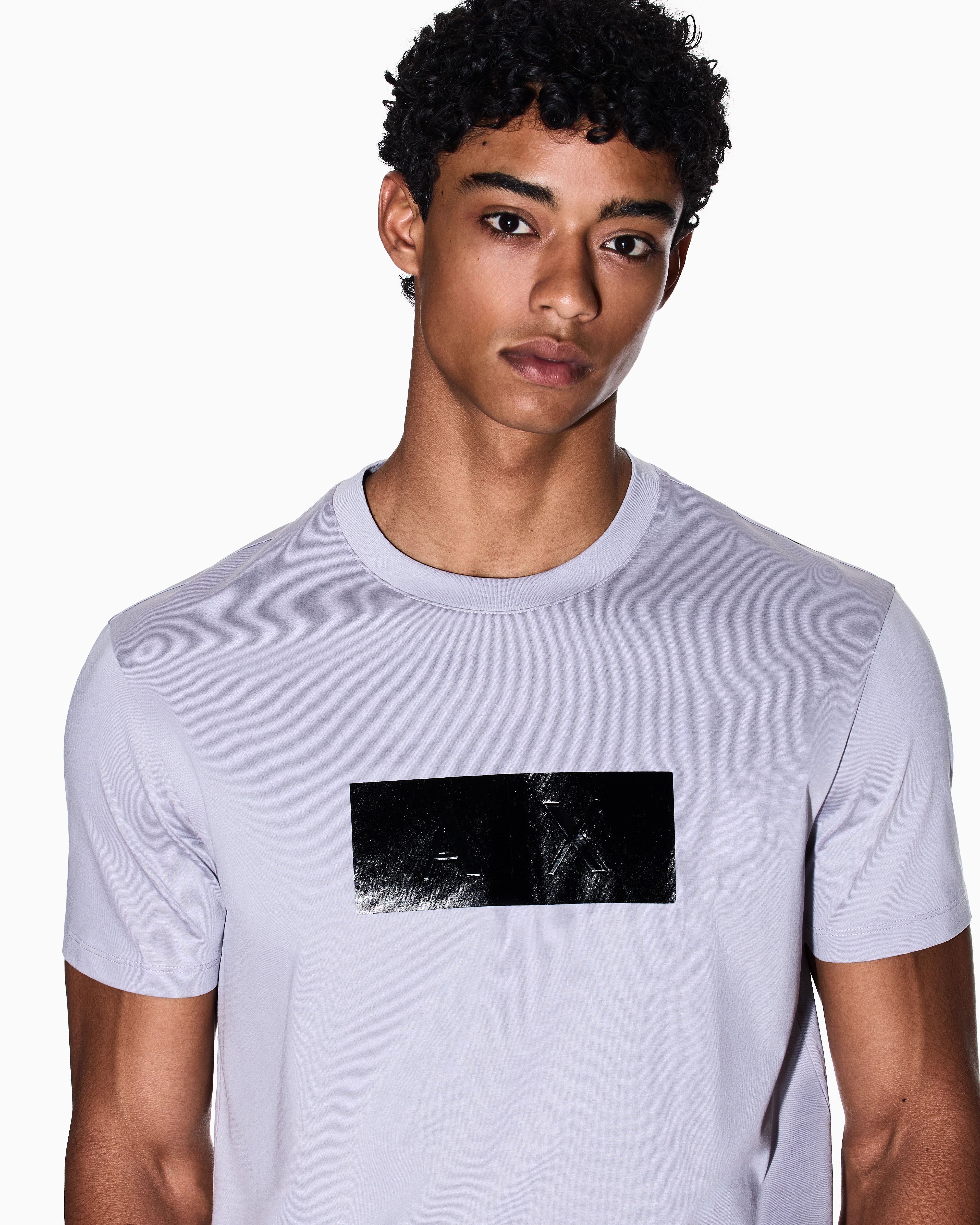 Armani Exchange - Regular fit t-shirt with vinyl logo print, Man, Purple, Size: