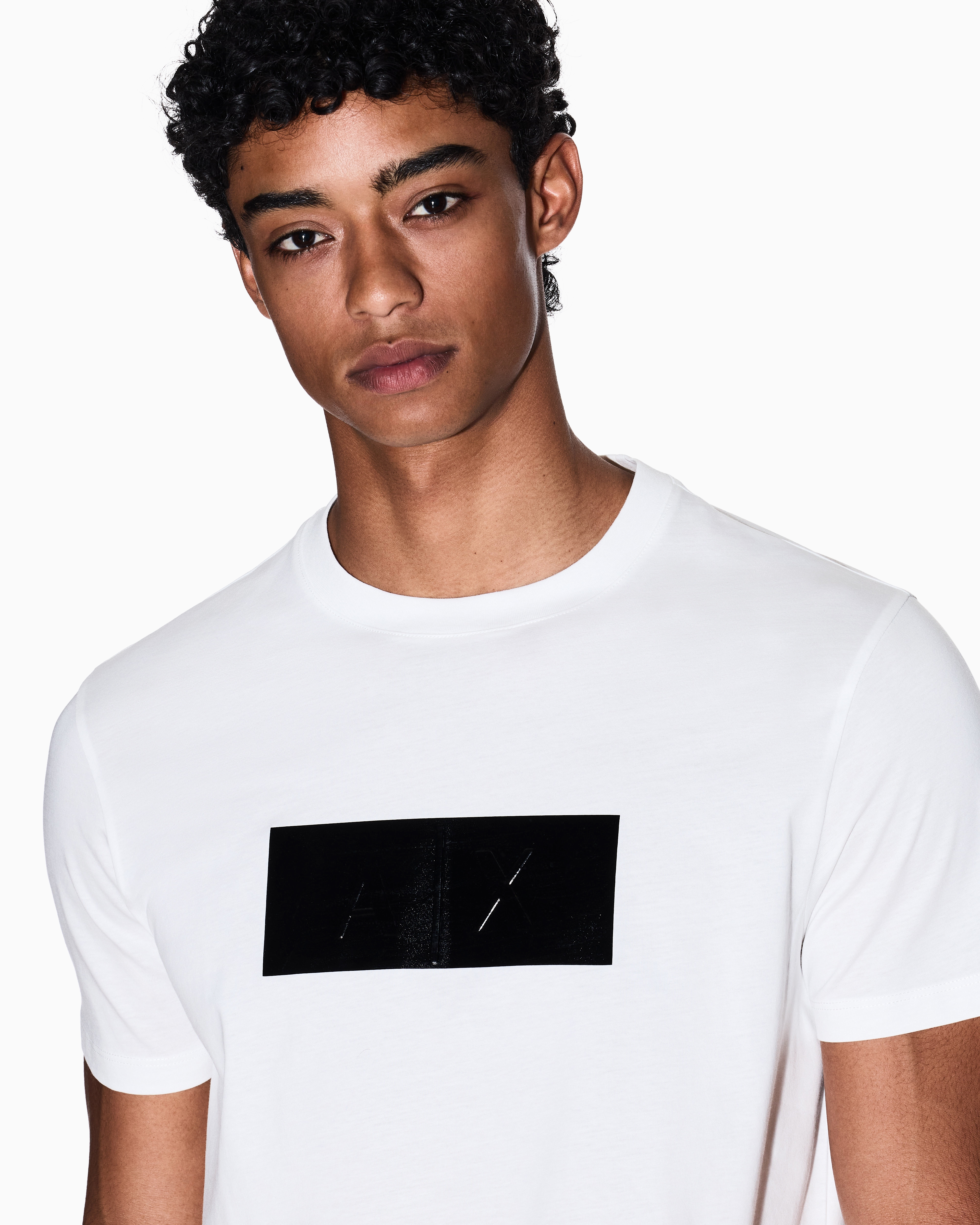 Armani Exchange - Regular fit t-shirt with vinyl logo print, Man, White, Size: