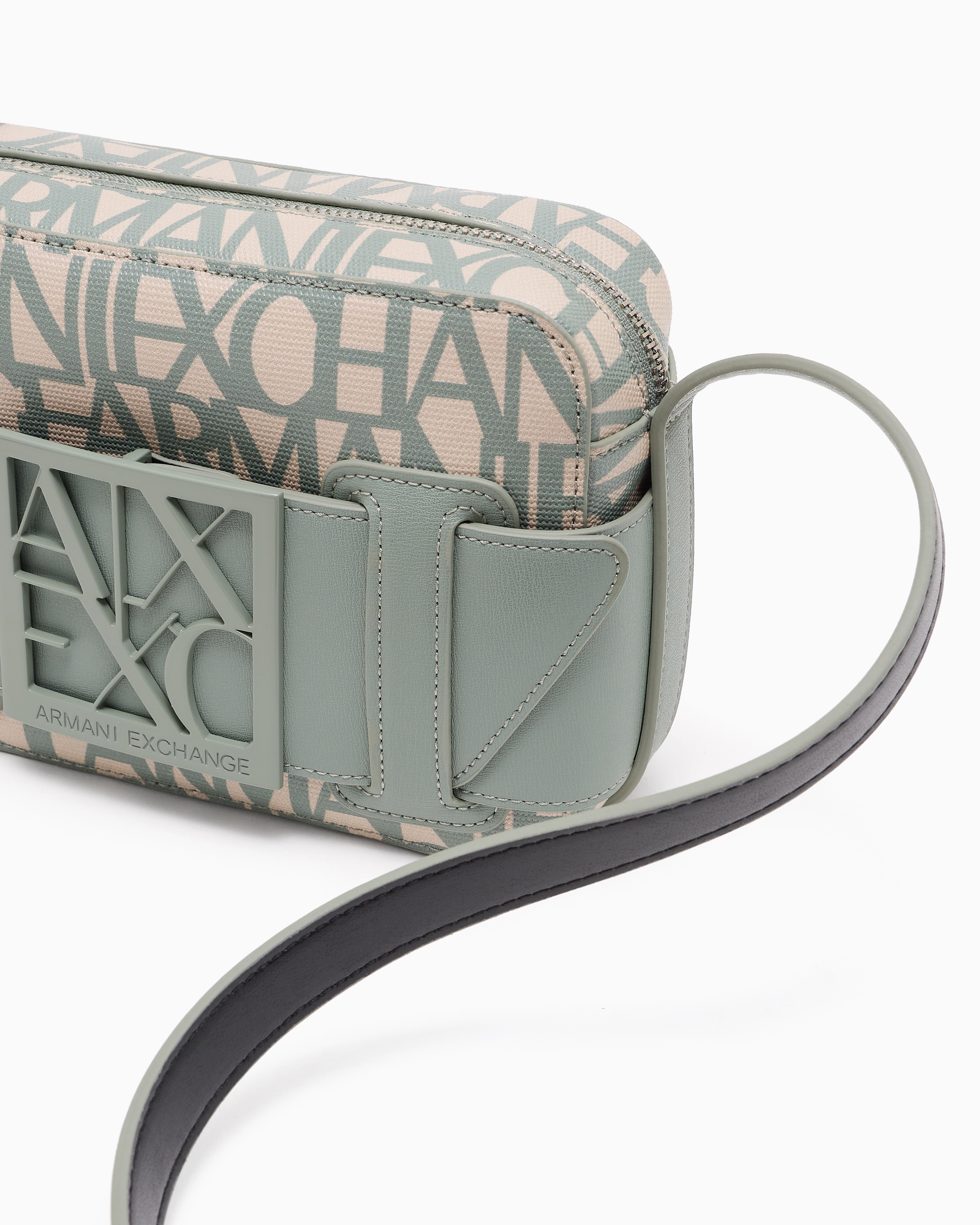 Armani Exchange Camera Case Bag With Contrasting Detail In Green
