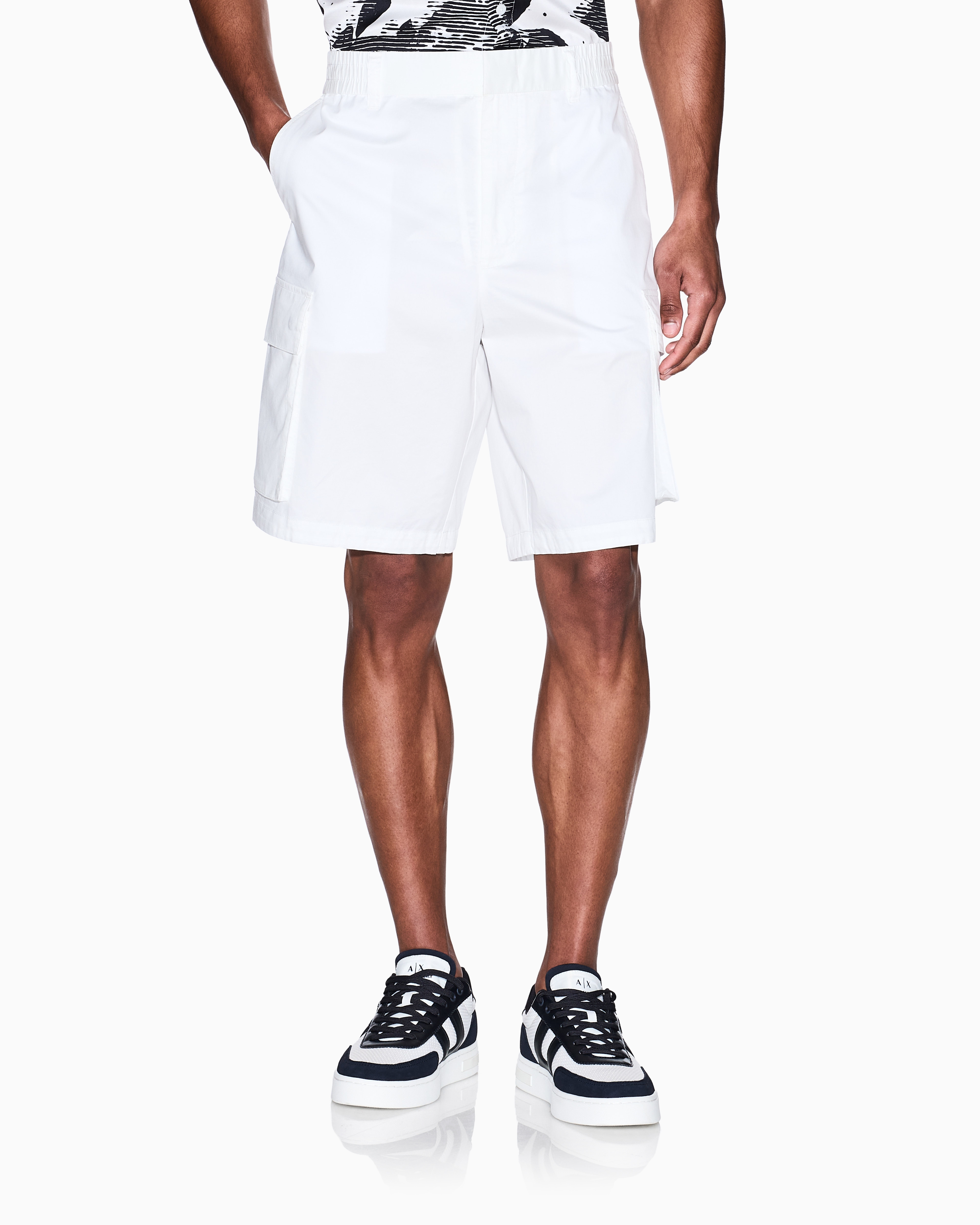 Armani Exchange - Twill cargo Bermuda shorts, Man, White, Size:
