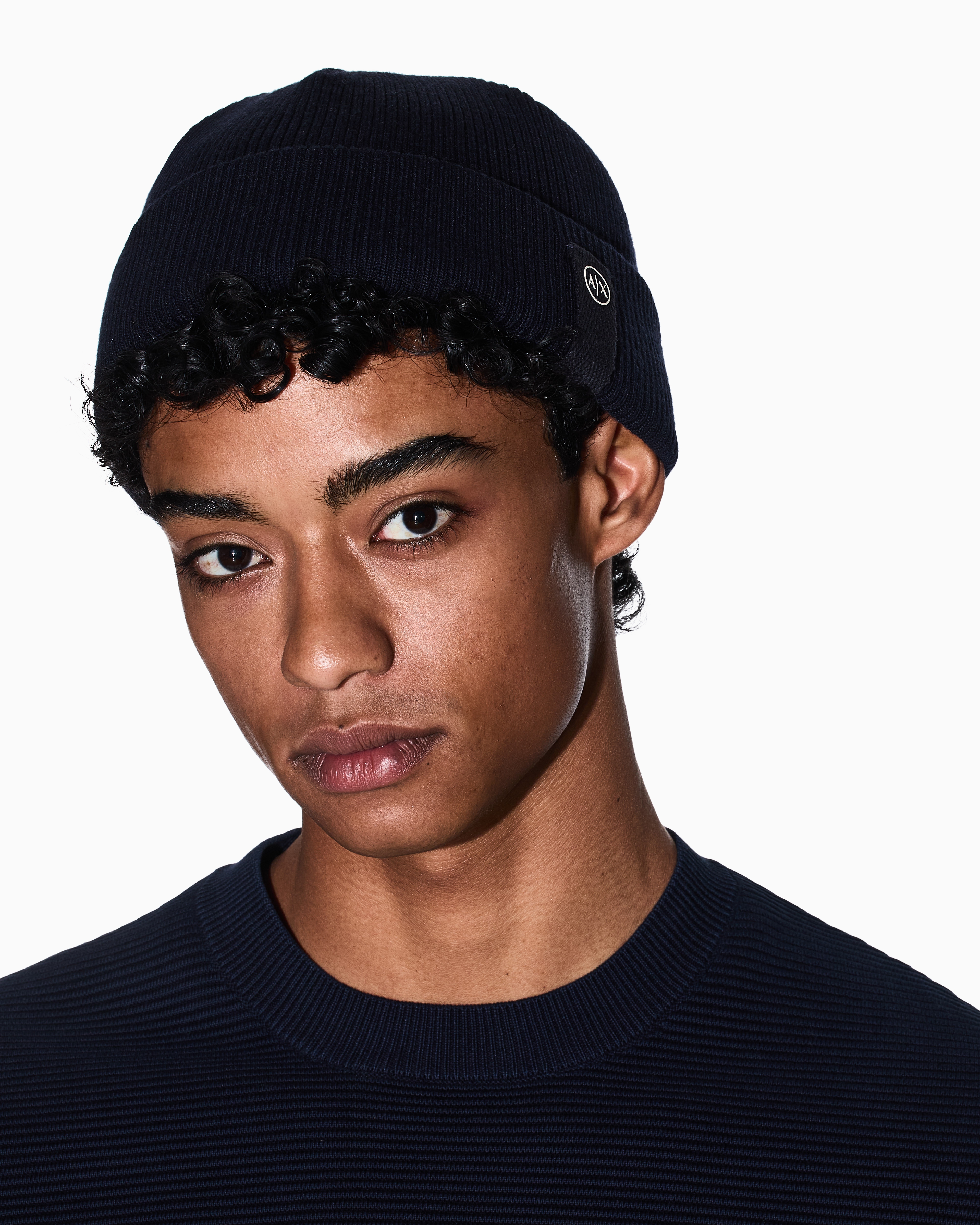 Armani Exchange wool hat RIBBED BEANIE HAT WITH RHINESTONES - ARMANI EXCHANGE  main image 2