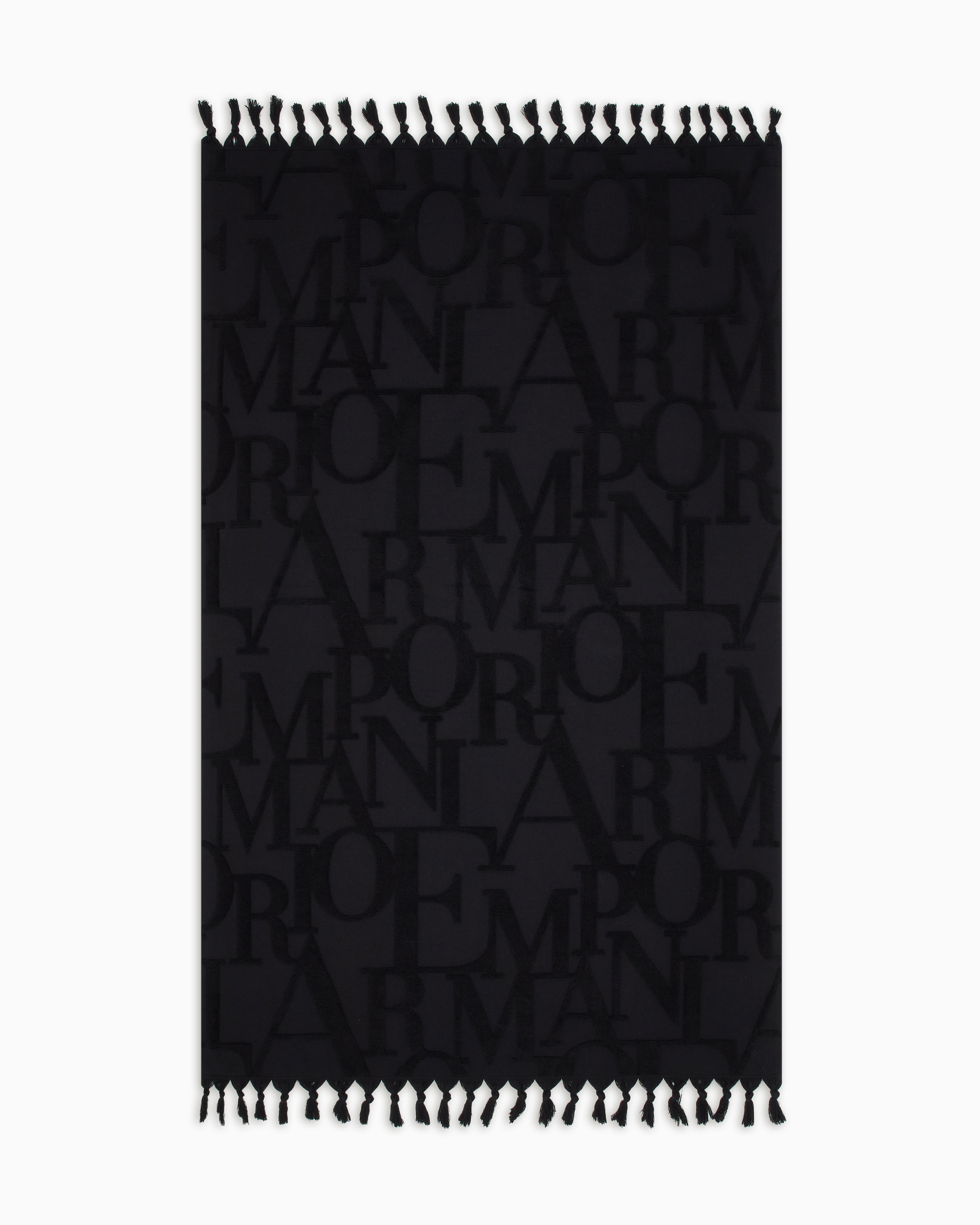 Emporio Armani - Terry beach towel with 3D bold logo, Unisex, Black, Size: TU