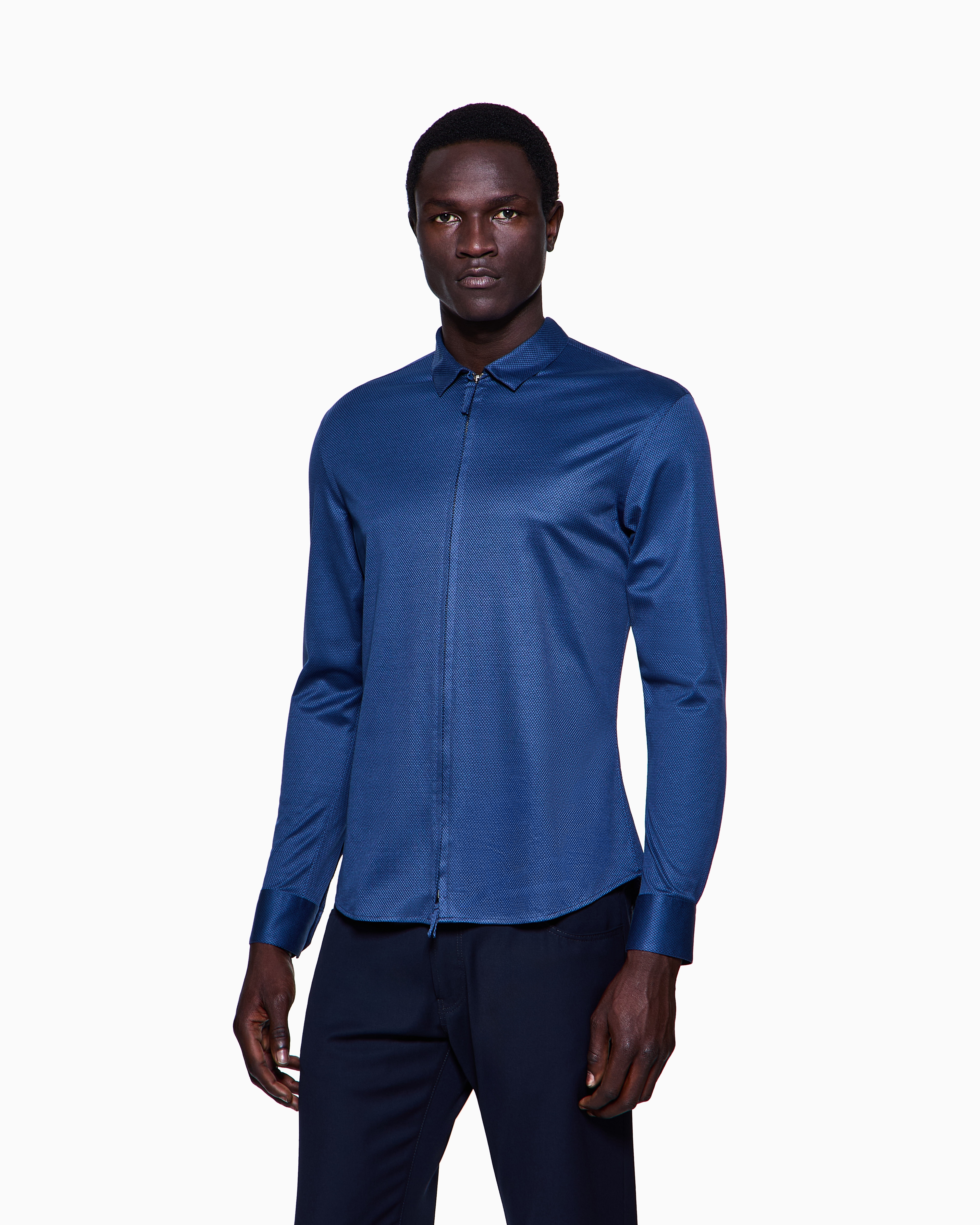 GIORGIO ARMANI スリムフィットシャツ コットン製 ジップ 三越伊勢丹 | GIORGIO ARMANI/ジョルジオ アルマーニ_Men通販