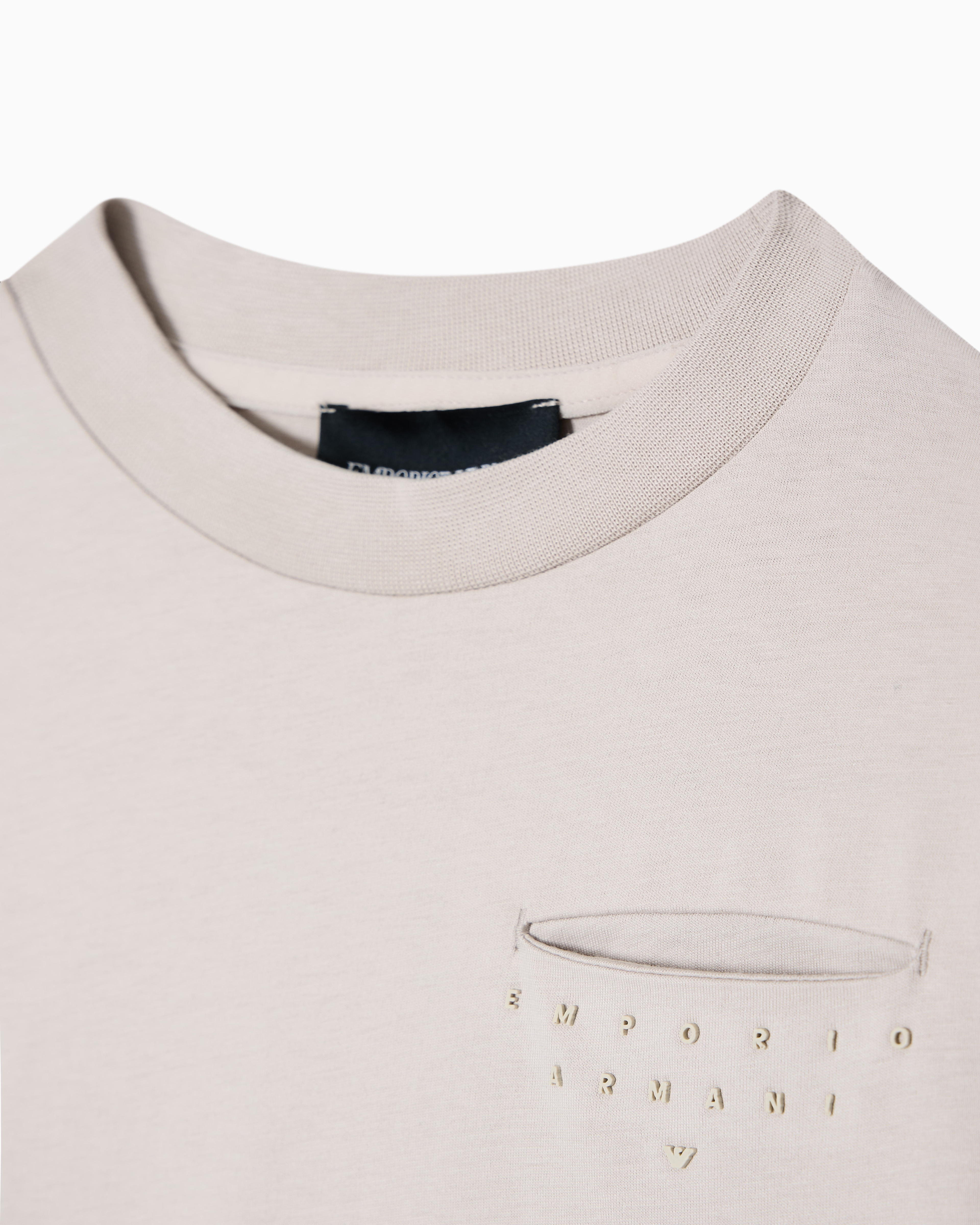 Emporio Armani - T-shirt and Bermuda shorts set in interlock jersey, Boy, Beige, Size: 14A