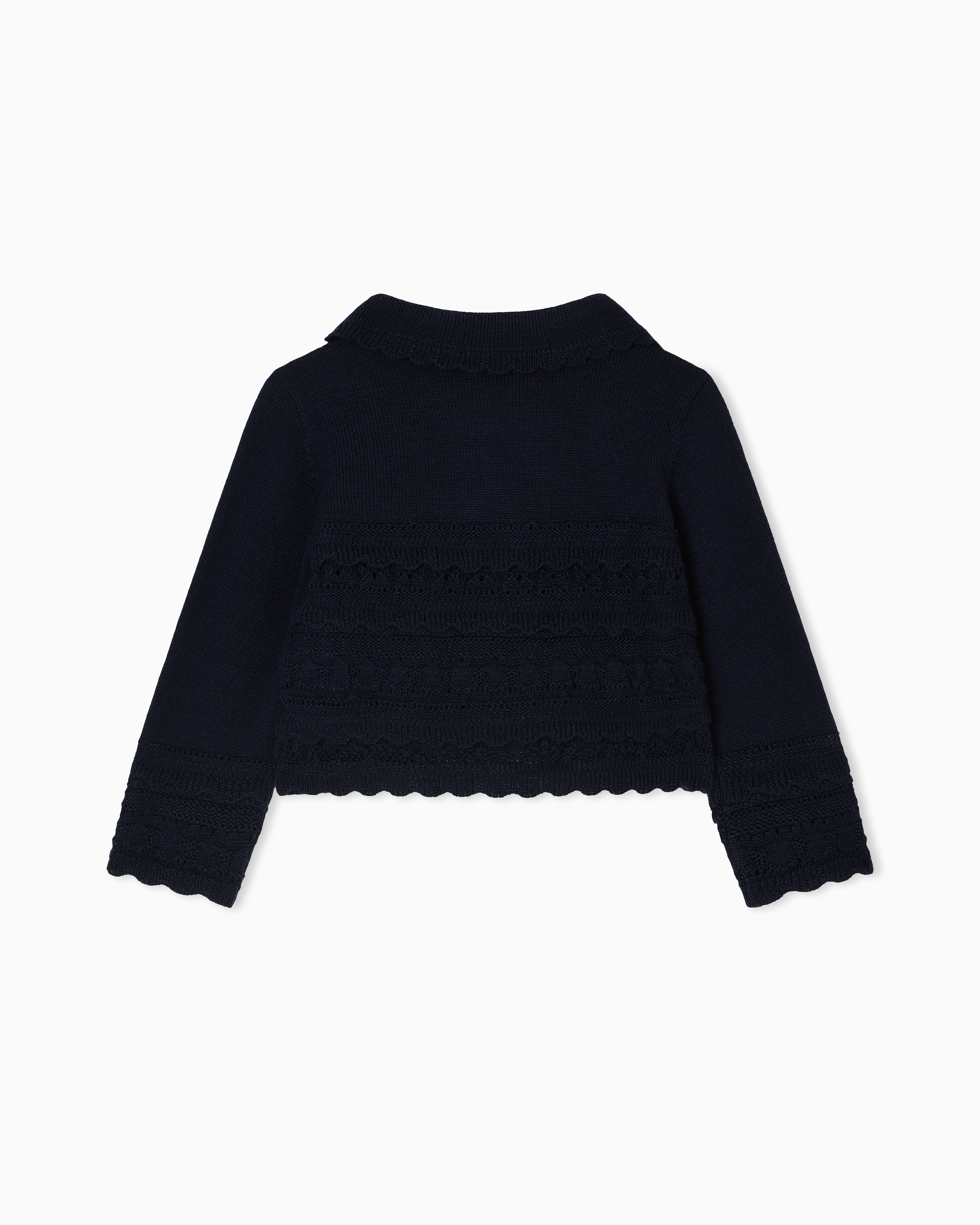 トップス EMPORIO ARMANI Navy Cotton Knit Cardigan Emporio Armani Striped Button-Down Rib Knit Cardigan