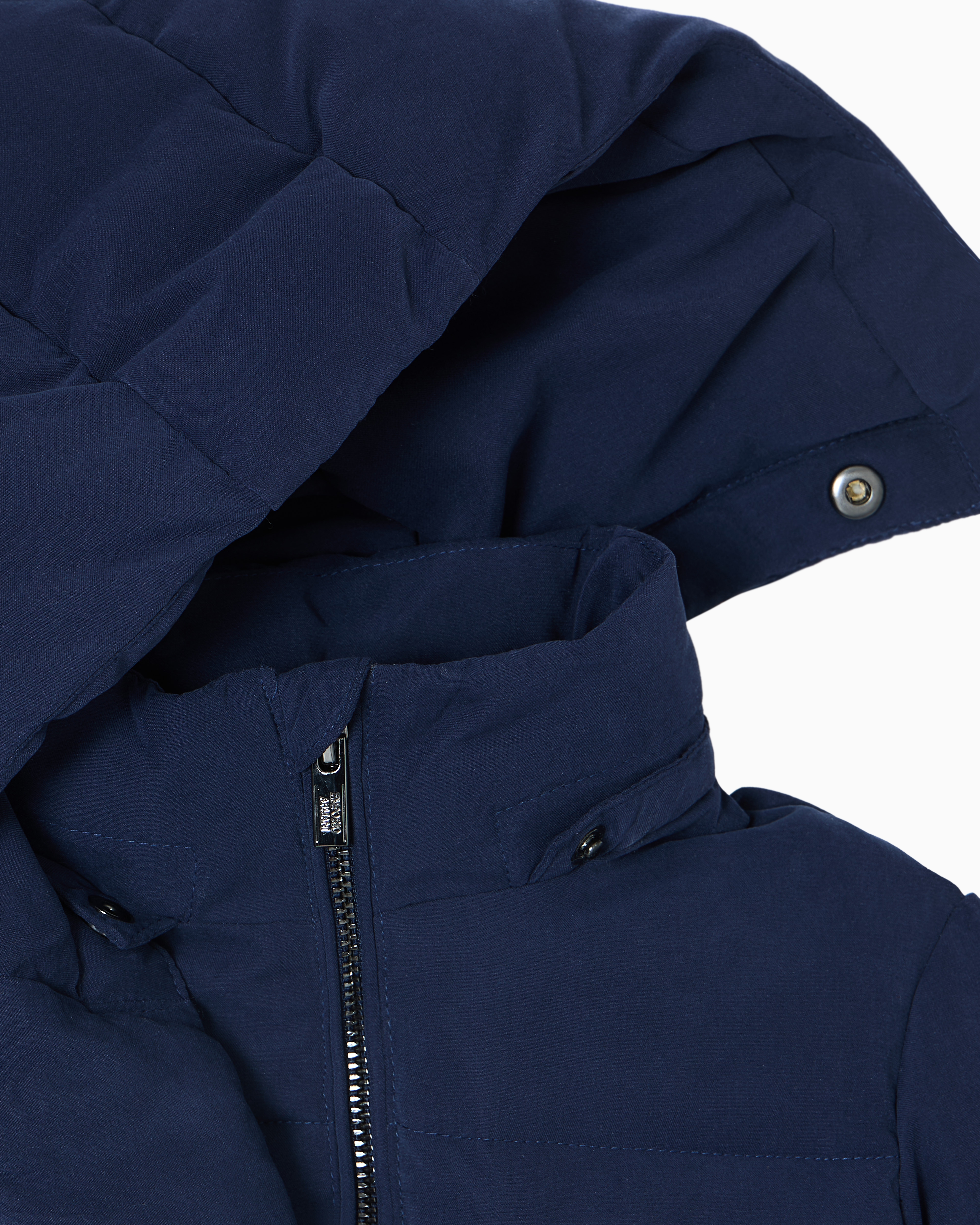Emporio Armani Hooded Jacket In Technical Fabric In Blue