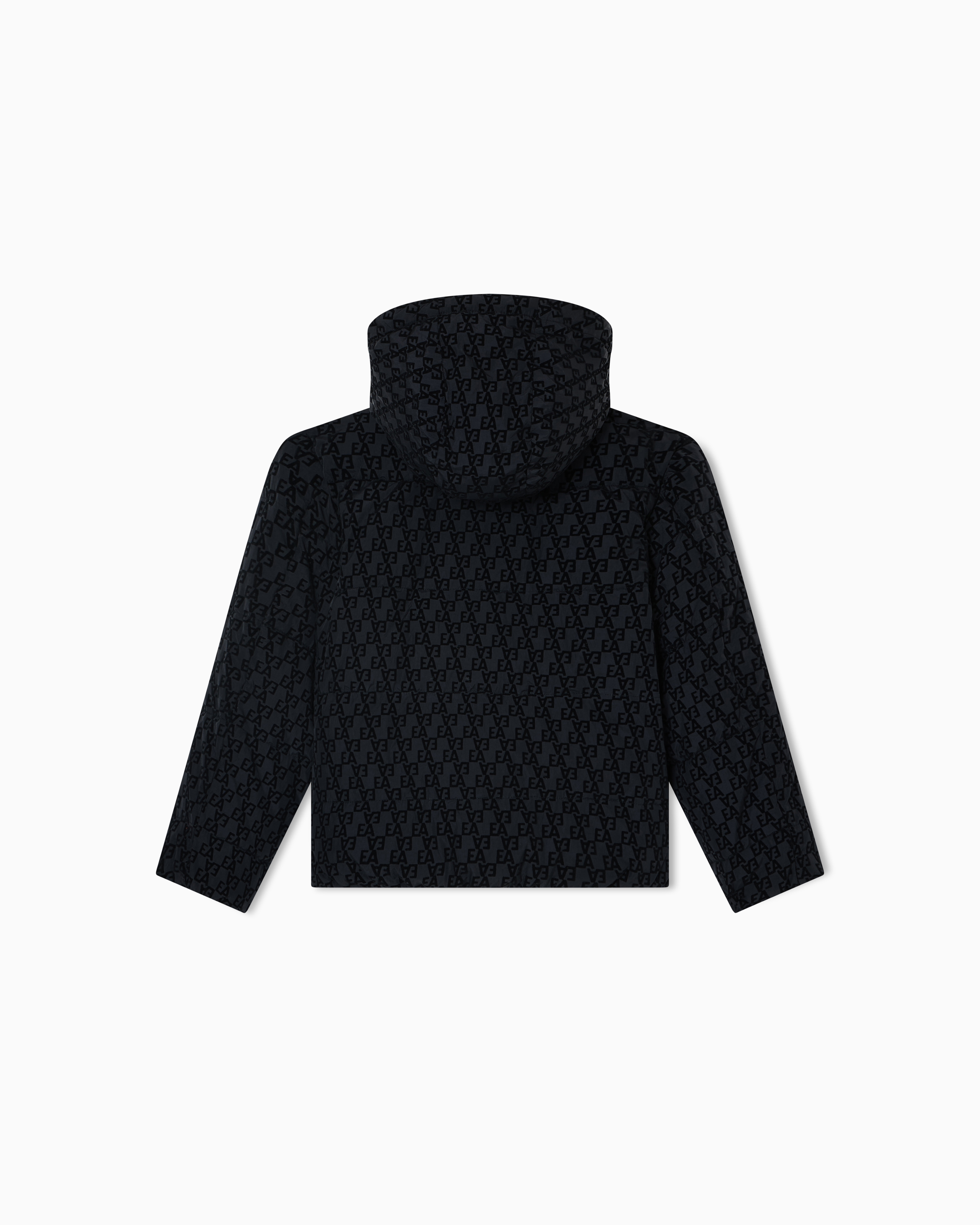 Emporio Armani Asv Padded Jacket With All-over Flocked Lettering In Black