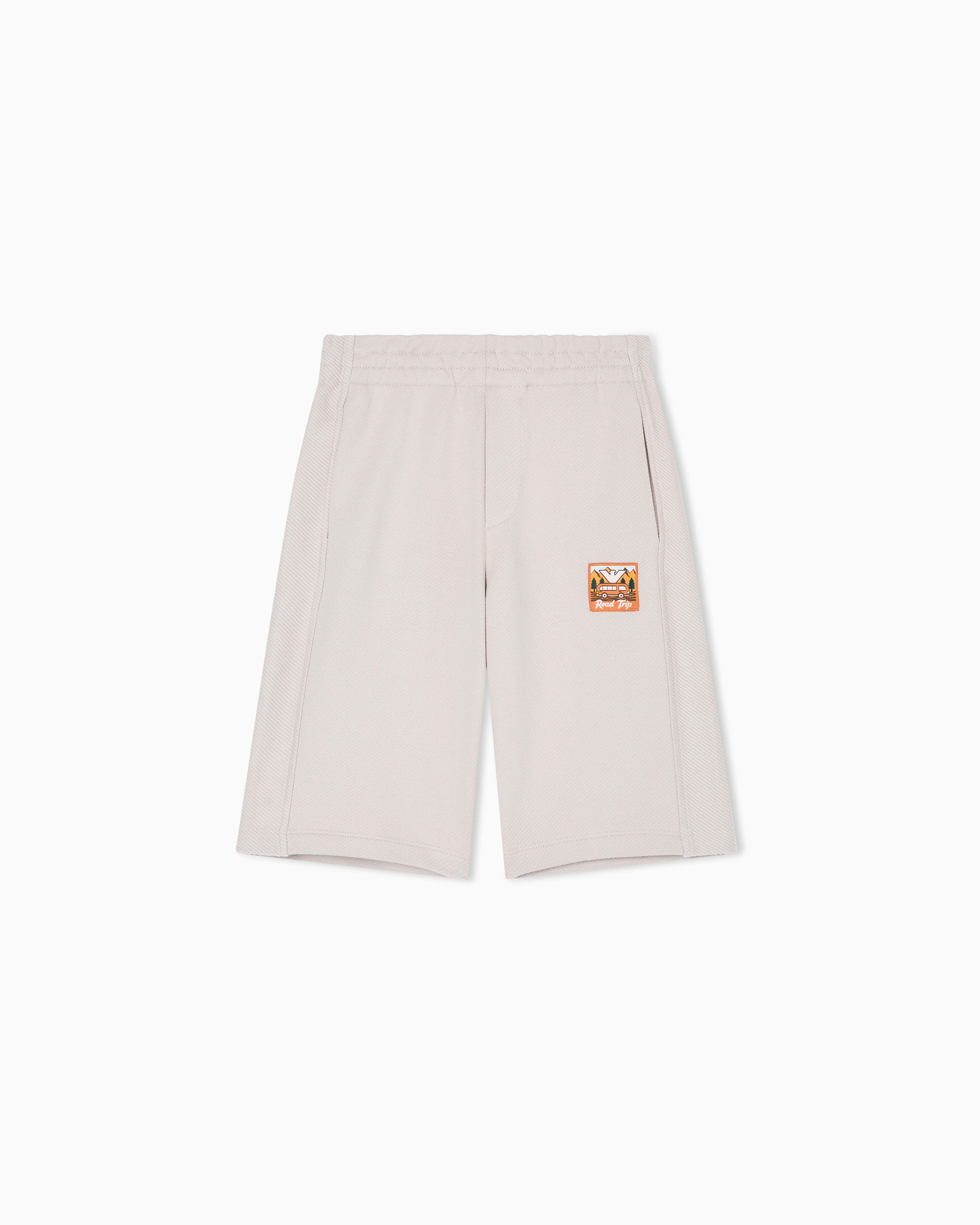 Emporio Armani - ASV Manga Bear Crew loose-fit organic interlock jersey Bermuda shorts, Boy, Beige, Size: