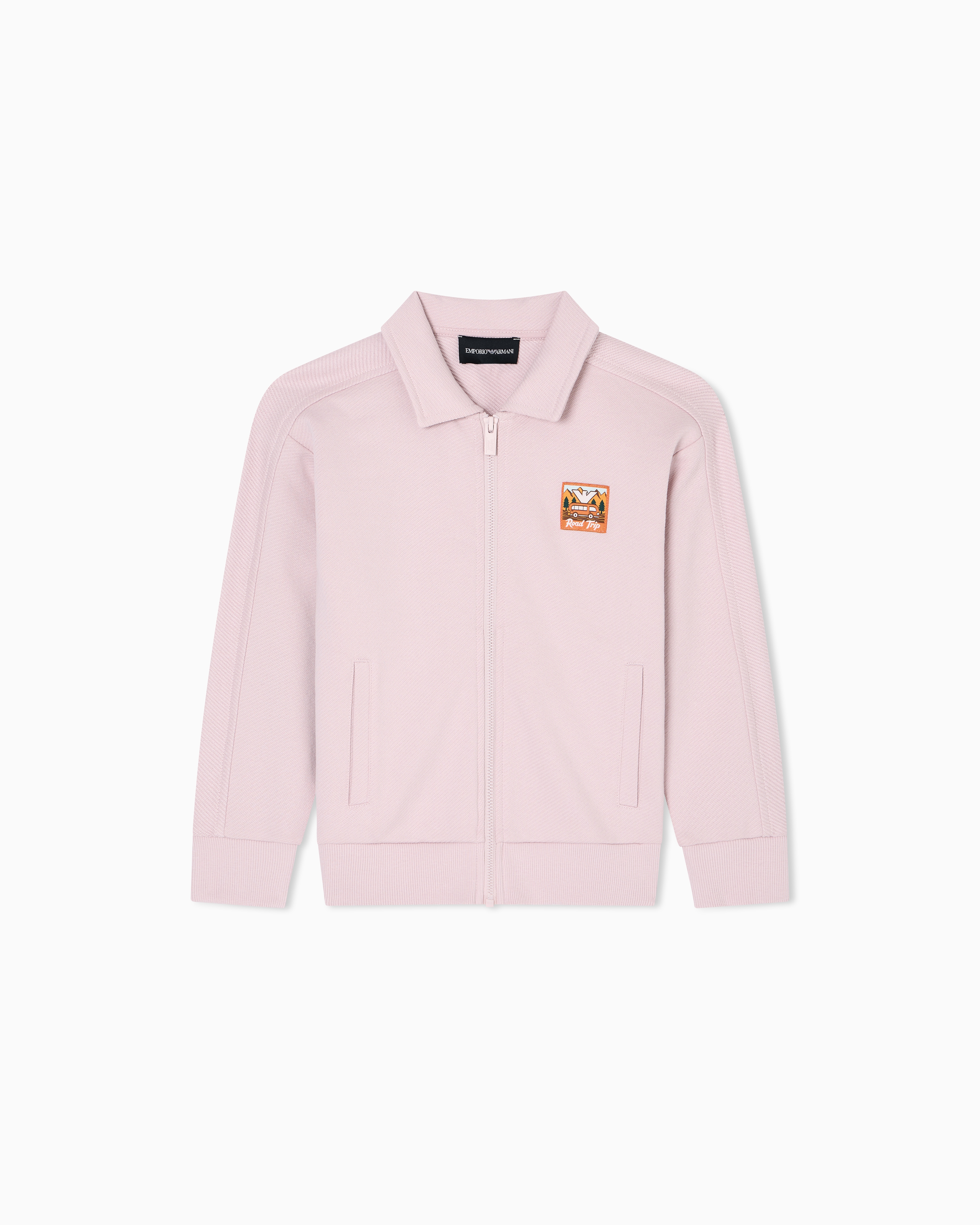 Emporio Armani - ASV Manga Bear Crew organic interlock jersey comfort-fit zip-up sweatshirt, Boy, Pink, Size:
