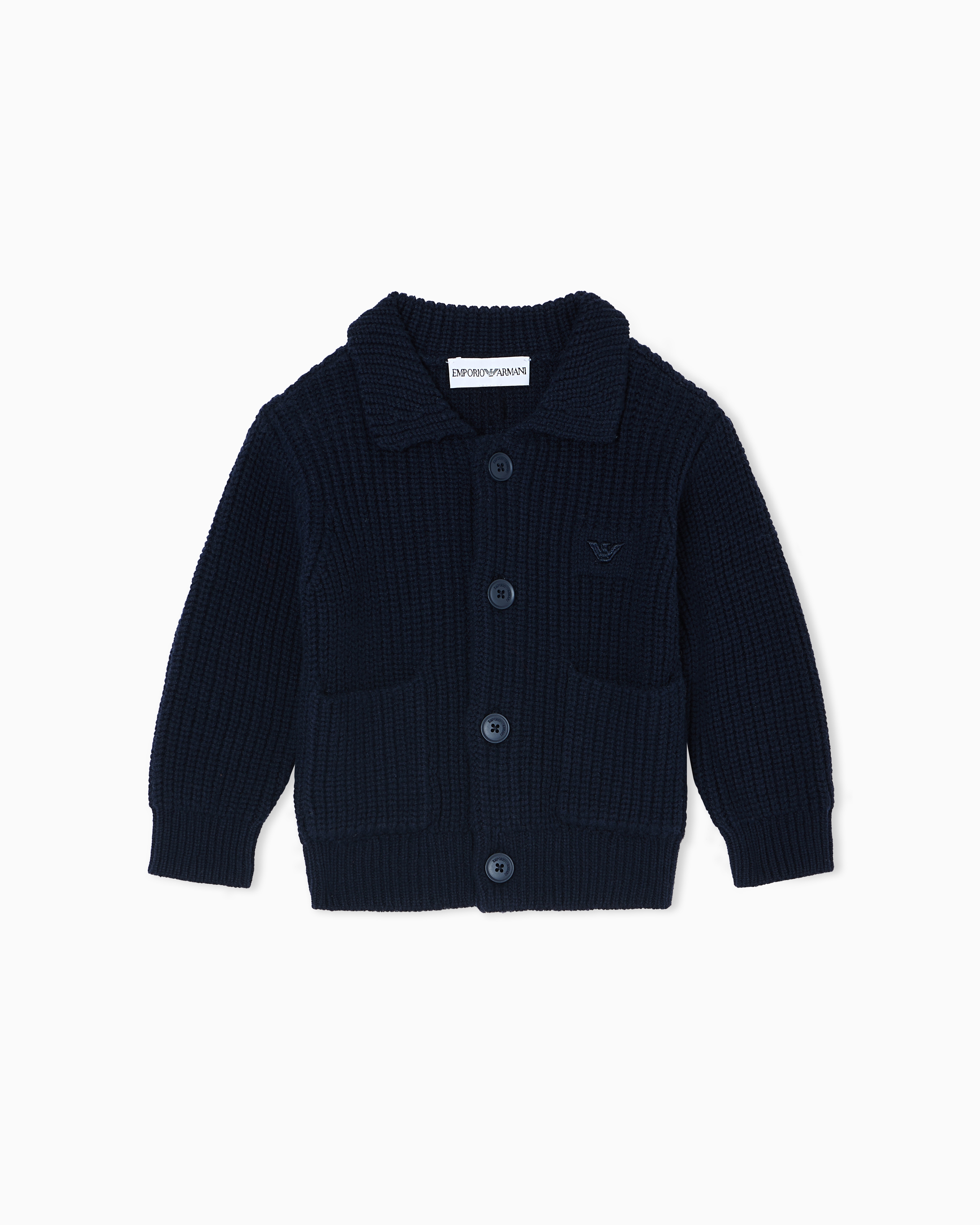 トップス EMPORIO ARMANI Navy Cotton Knit Cardigan Jacquard zip knit cardigan | Armani Exchange