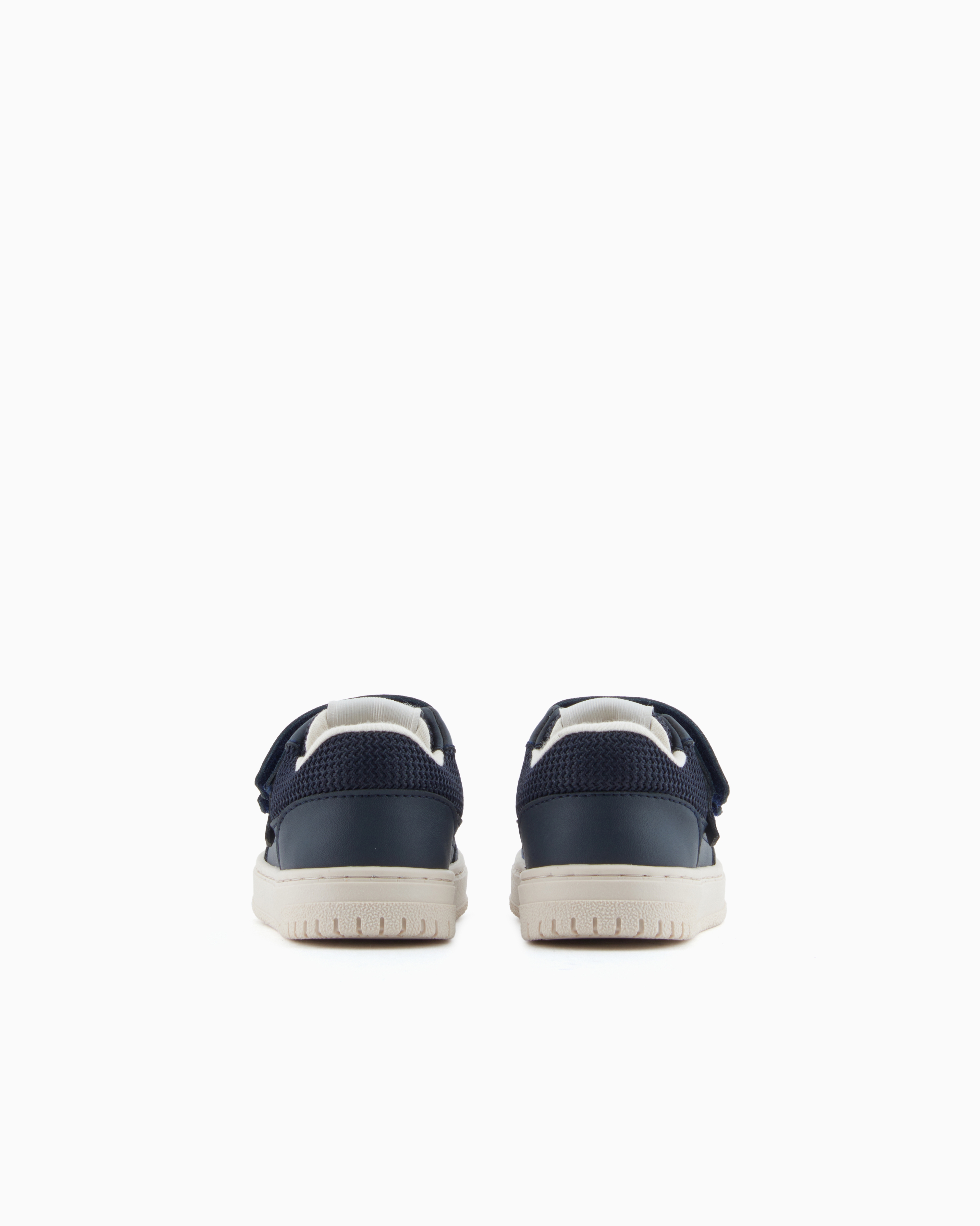 Emporio Armani - Leather sneakers with mesh details, Boy, Navy Blue, Size: