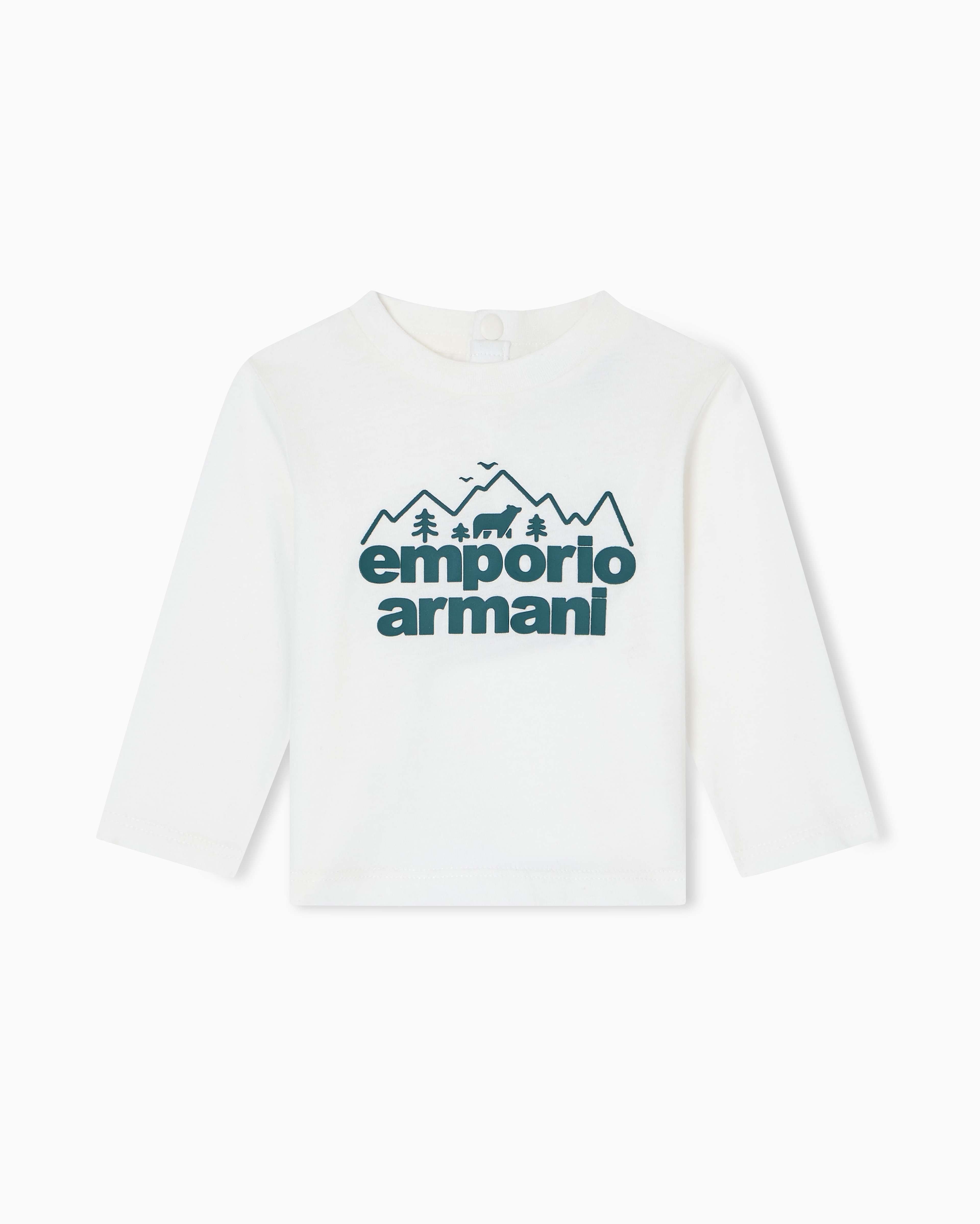 Emporio Armani White Jersey Long-Sleeved T-Shirt Medium