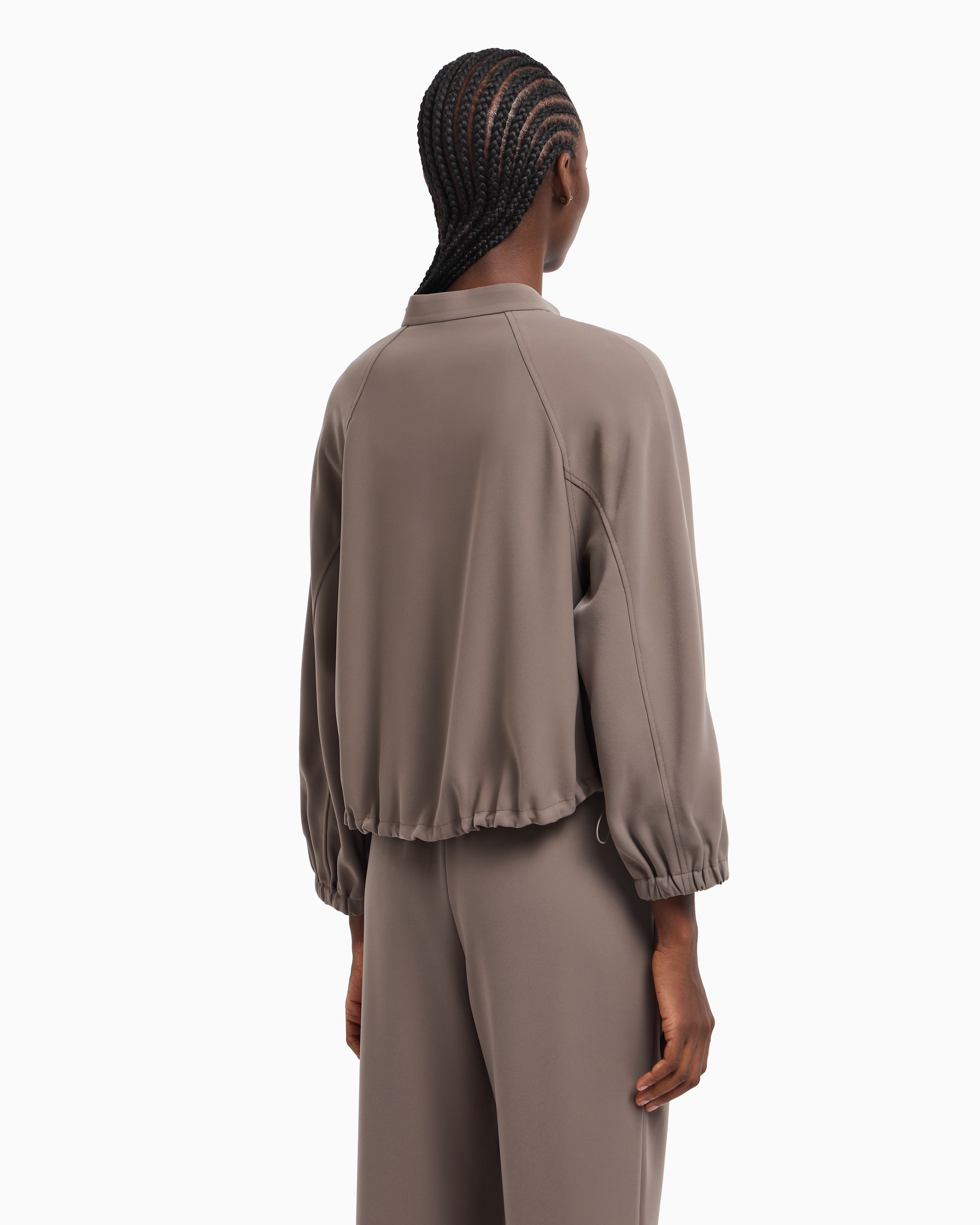 Emporio Armani Jacket With Embroidered Logo In Nude