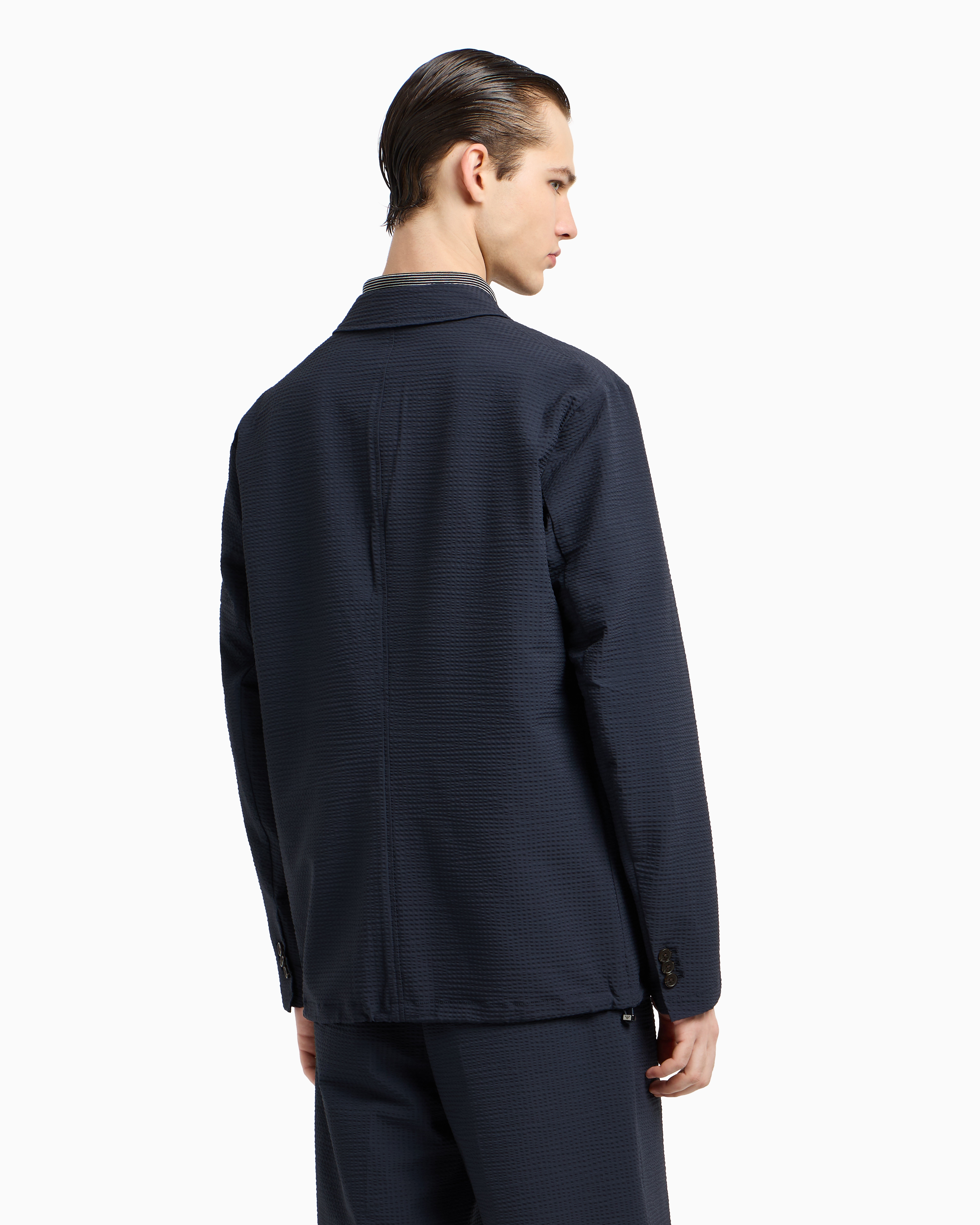 【美品】 EMPORIO ARMANI シアサッカー ジャケット EMPORIO ARMANI ブルゾン アウター 「エンポリオ アルマーニ