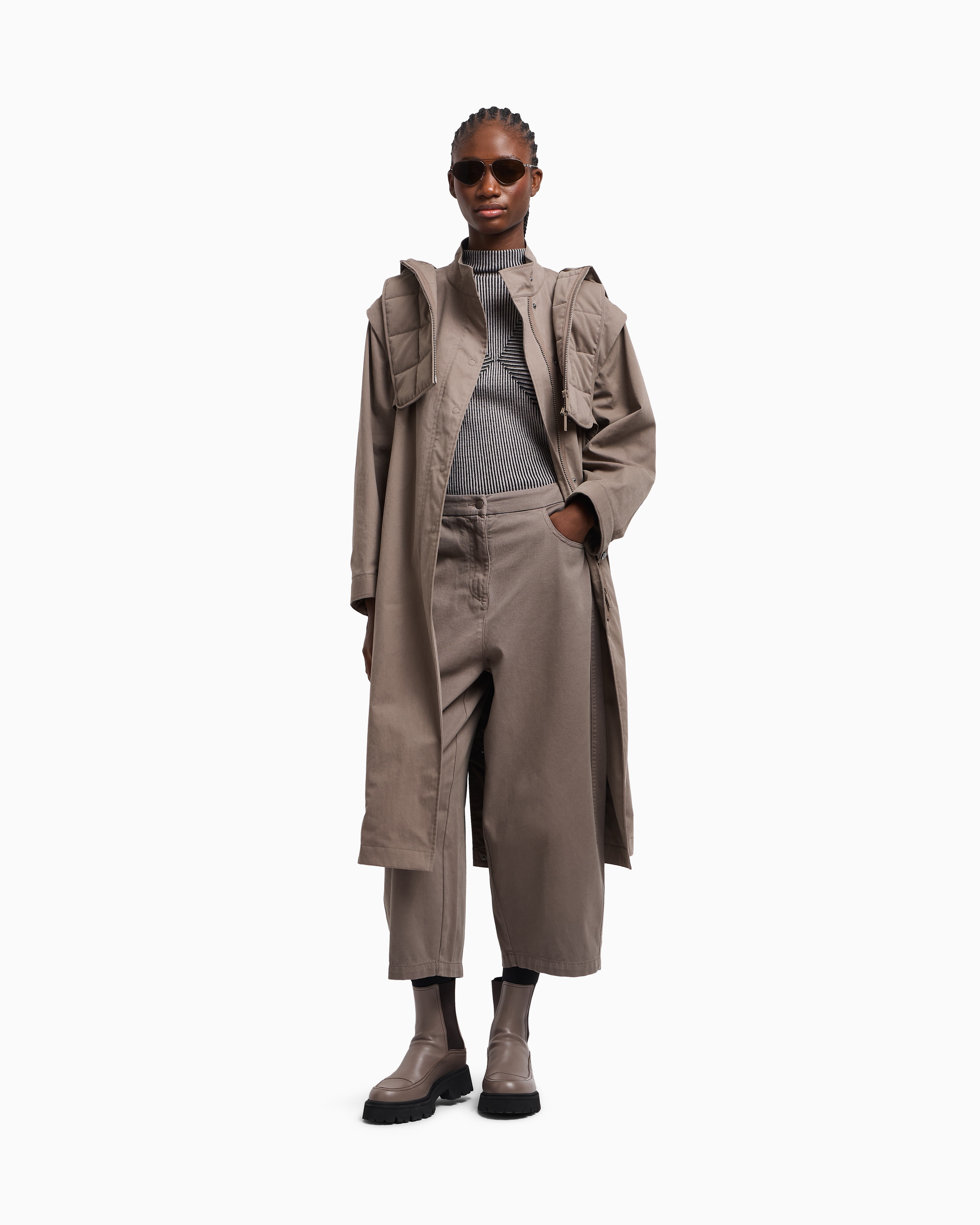 Emporio Armani Jumper With Striped Links-stitch Details In Gray