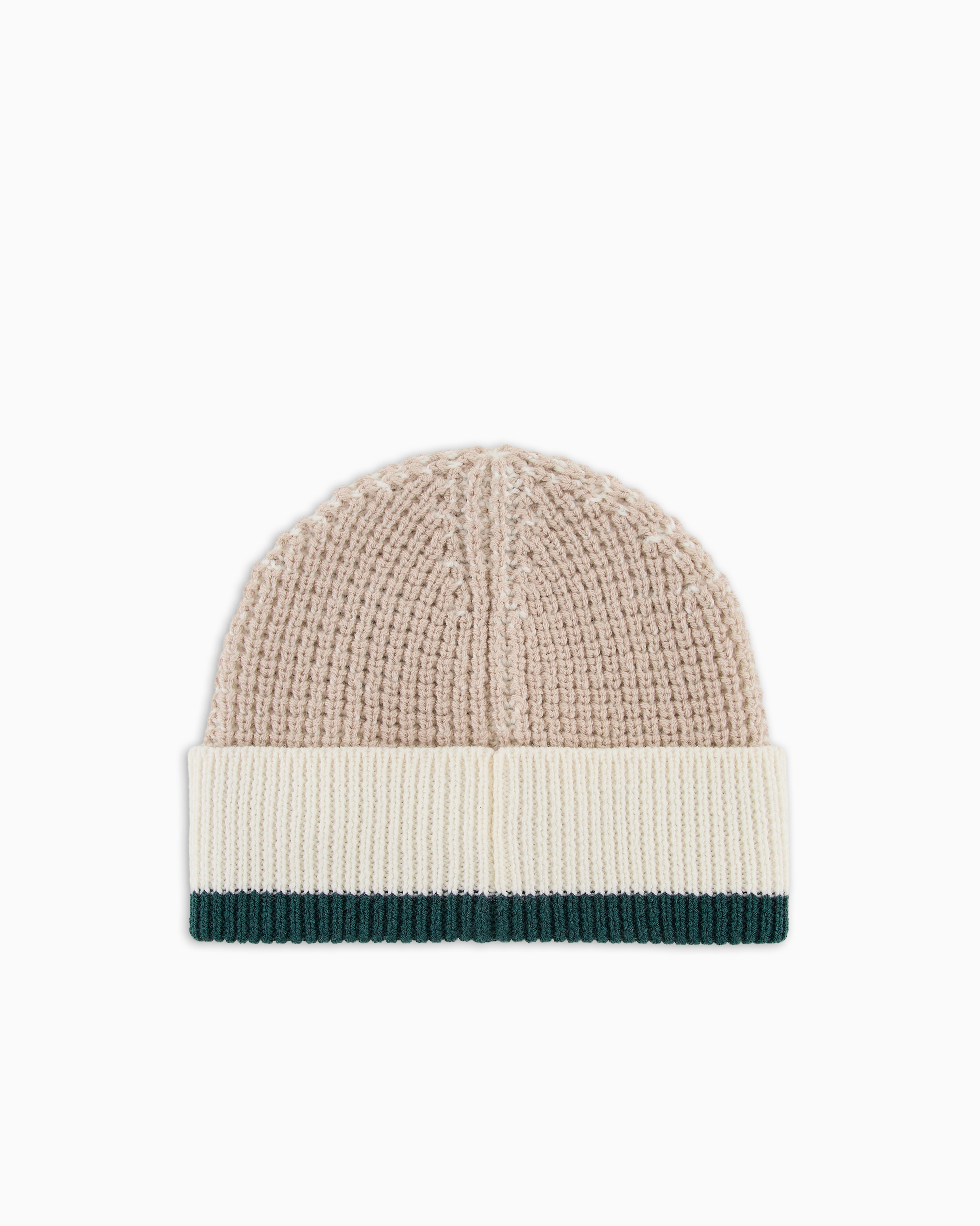 Emporio Armani - Wool-blend beanie a mixed-stitch knit, Boy, Beige, Size: