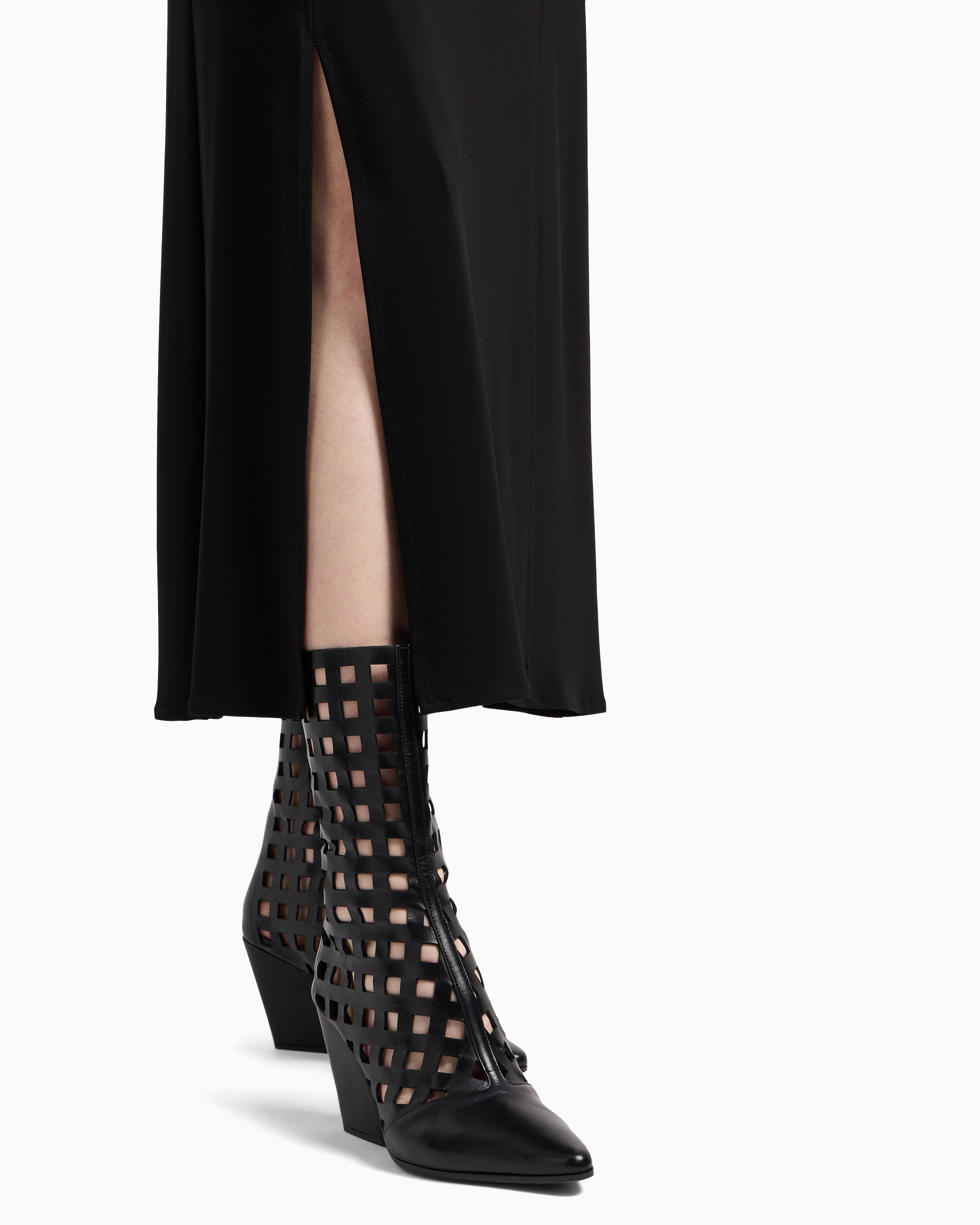 Emporio Armani Asv Polygon Capsule Collection Viscose Crêpe Interlock Skirt In Black