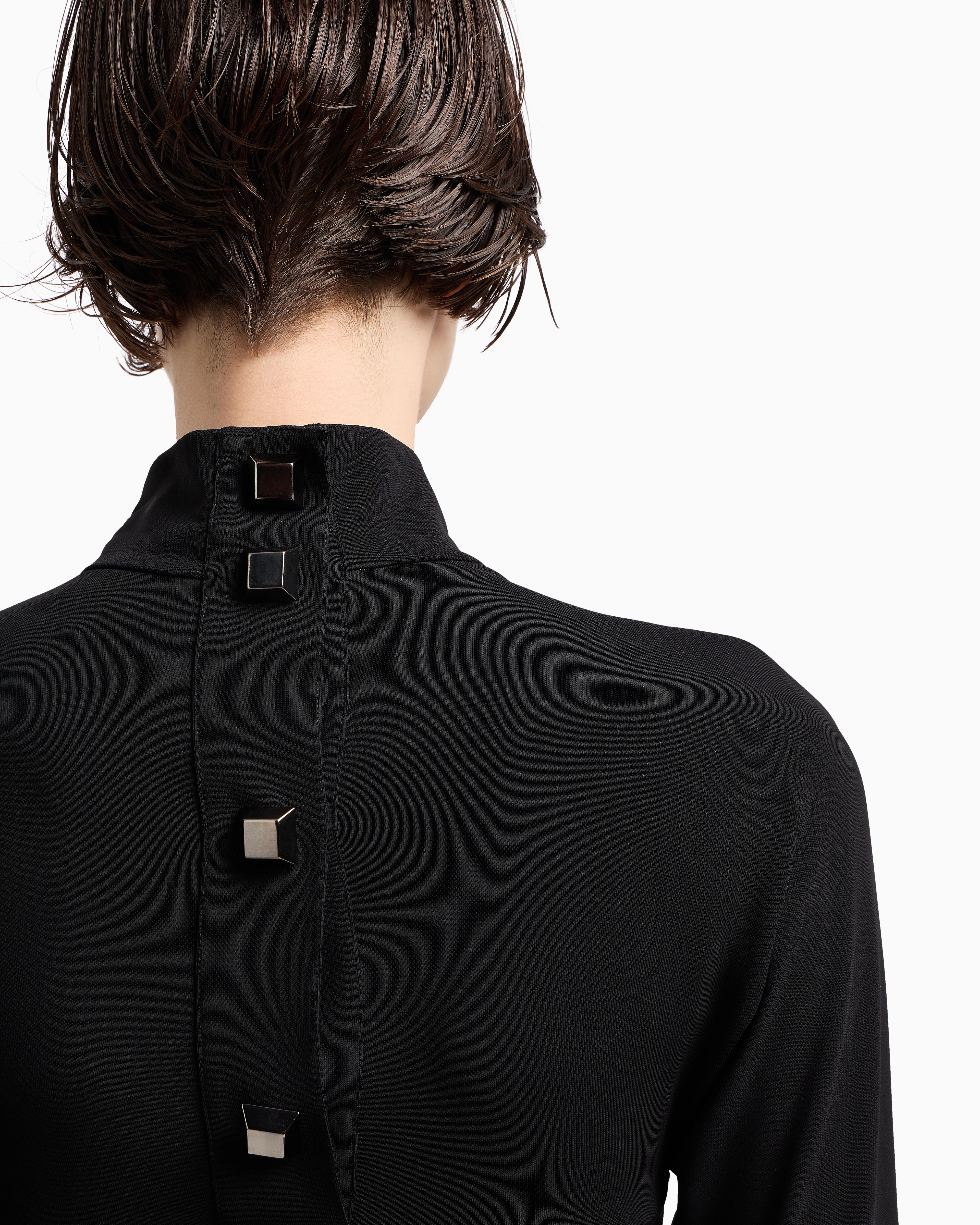 Emporio Armani Asv Polygon Capsule Collection Viscose Crêpe Interlock Long Dress In Black