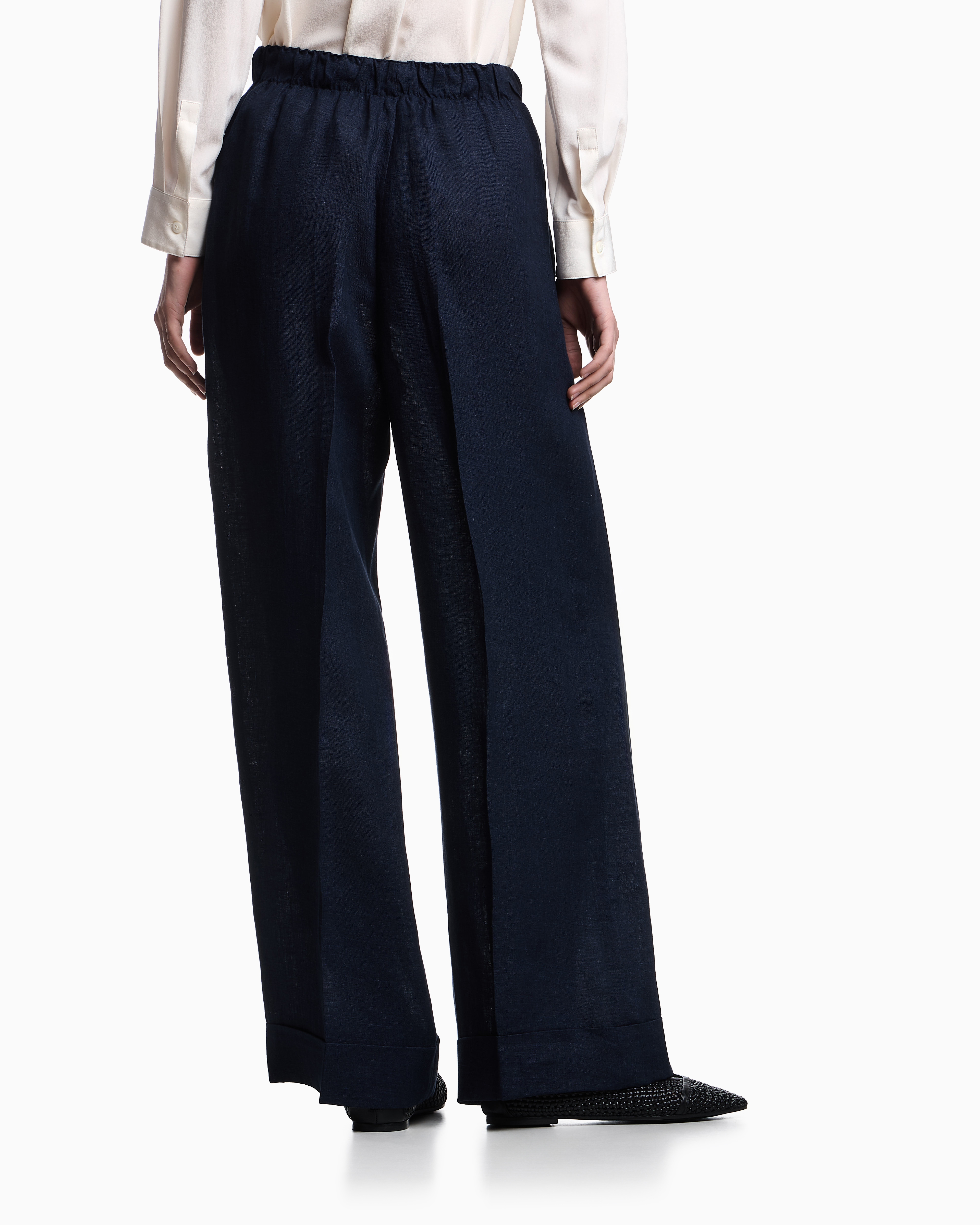 Linen blend chambray trousers | Emporio Armani