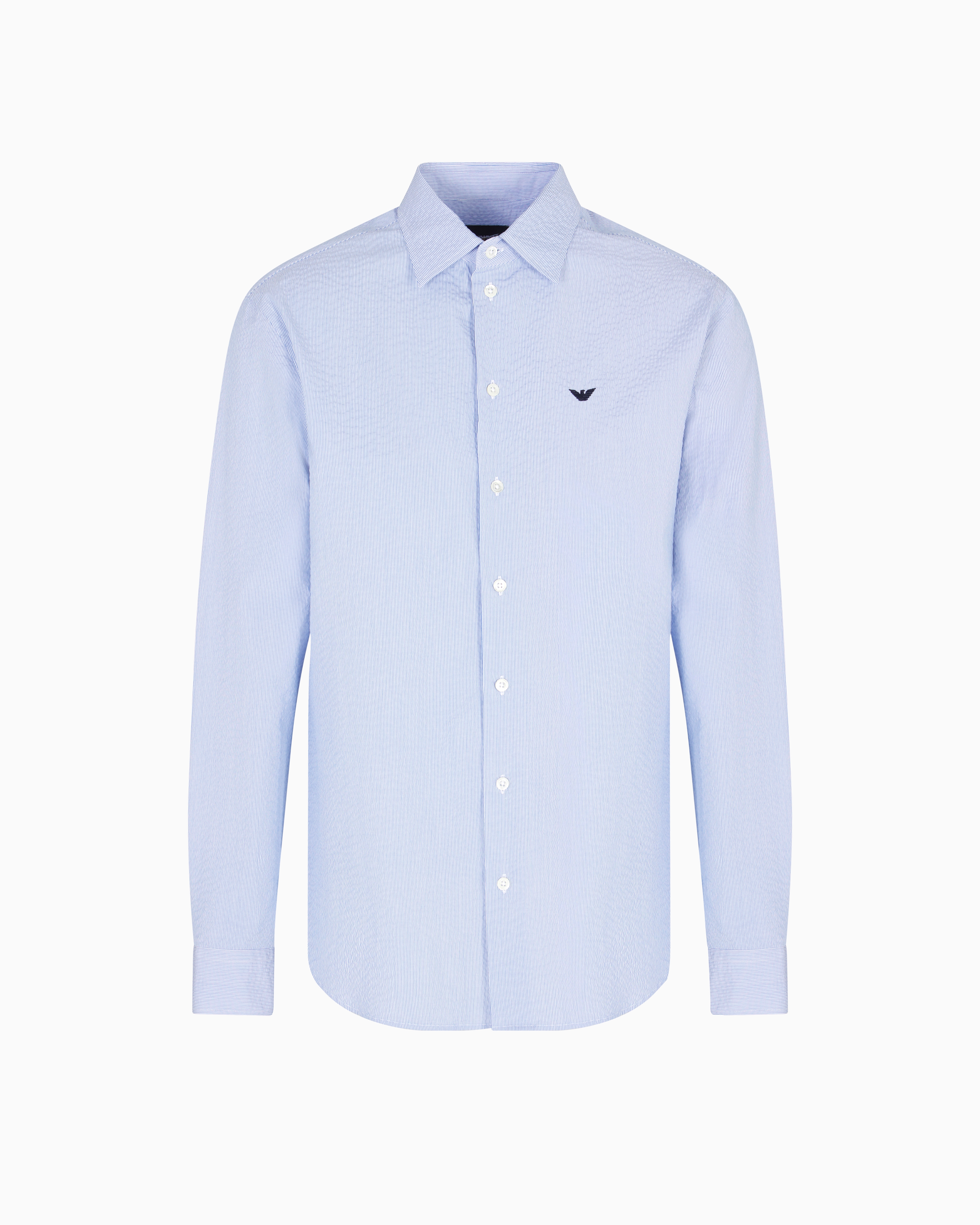 Emporio Armani - Seersucker-finish jacquard cotton shirt, Man, Patterned, Size: