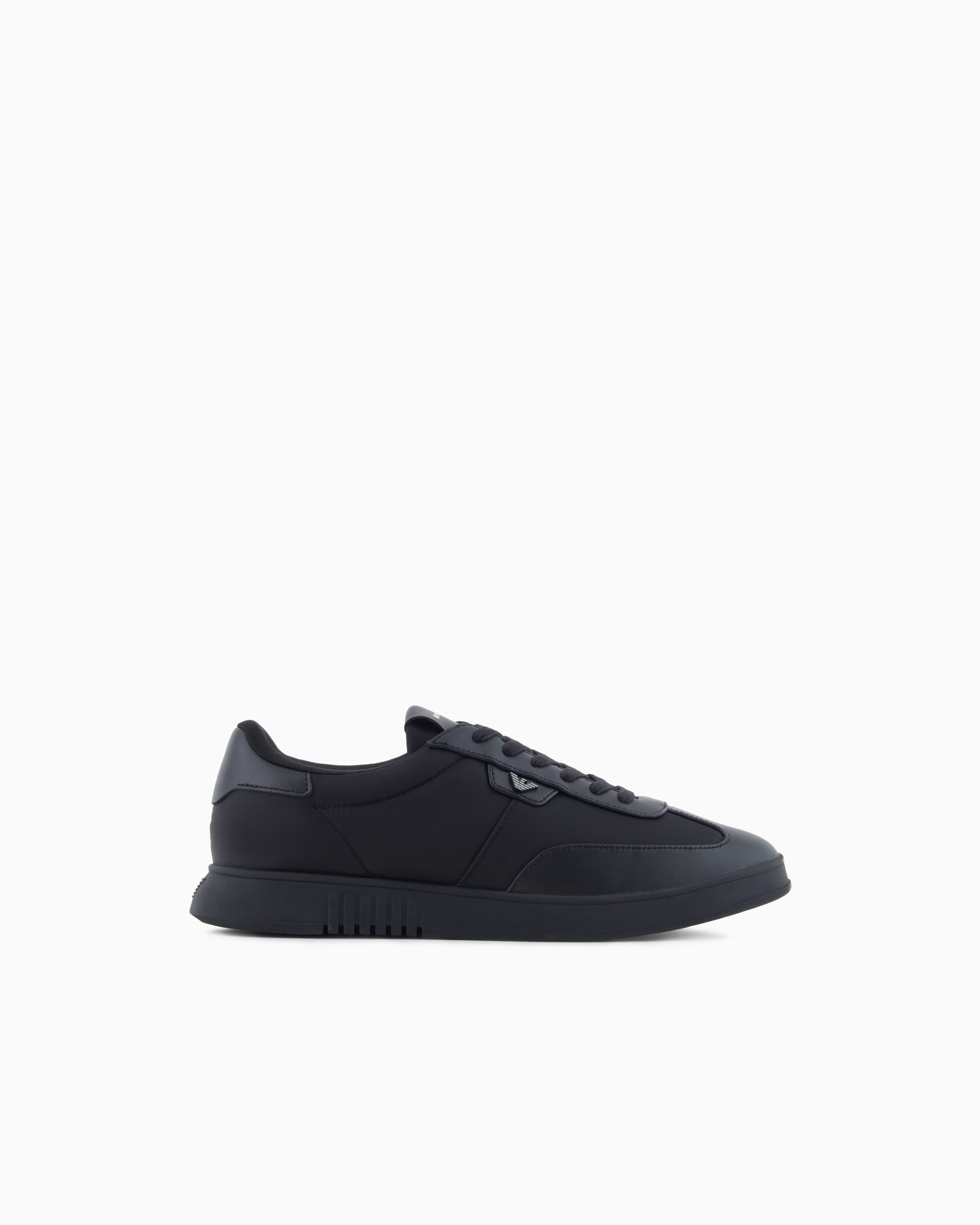 Emporio Armani - Nylon sneakers with leather details, Man, Black, Size: