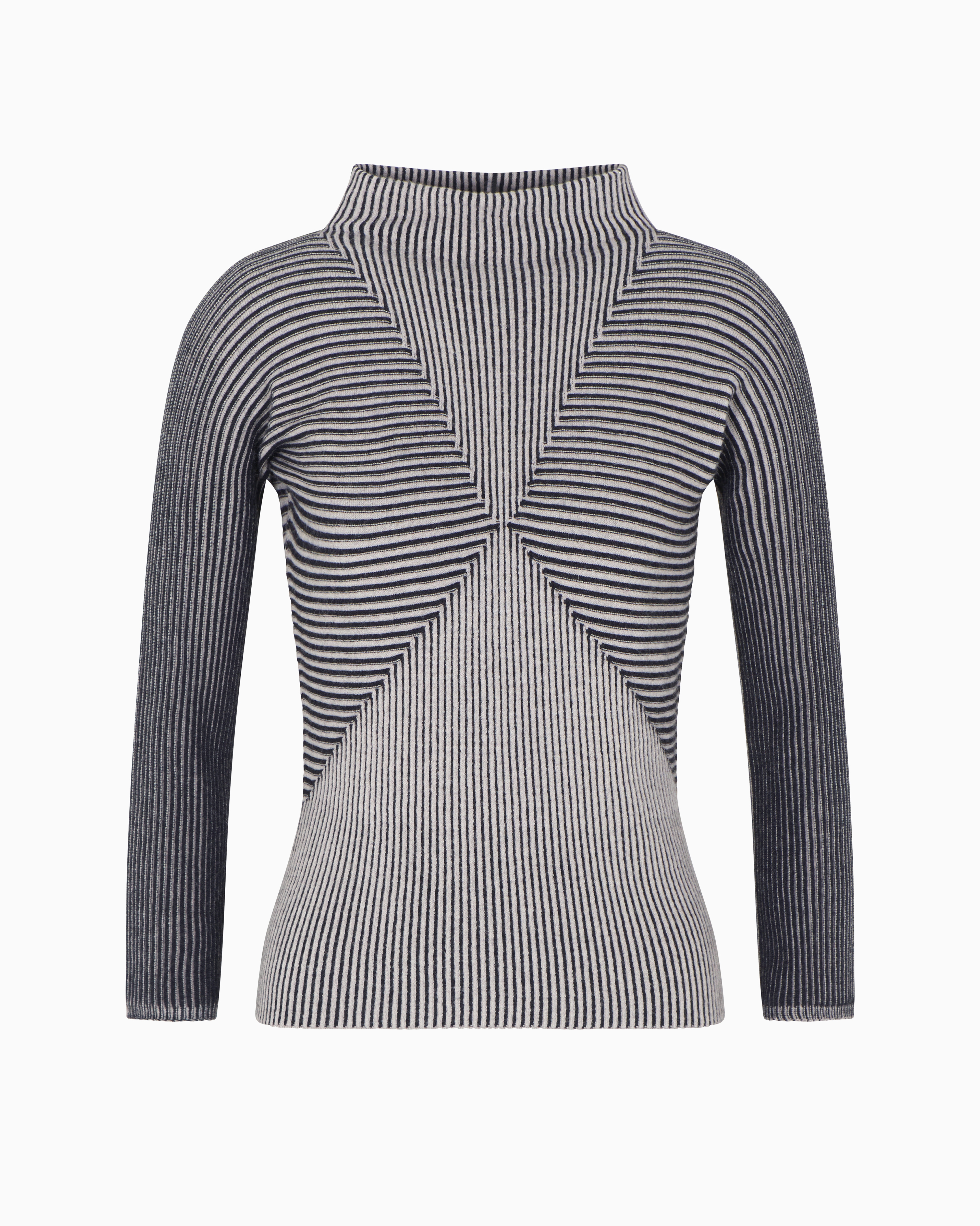 Emporio Armani - Jumper with striped links-stitch details, Woman, Black, Size: