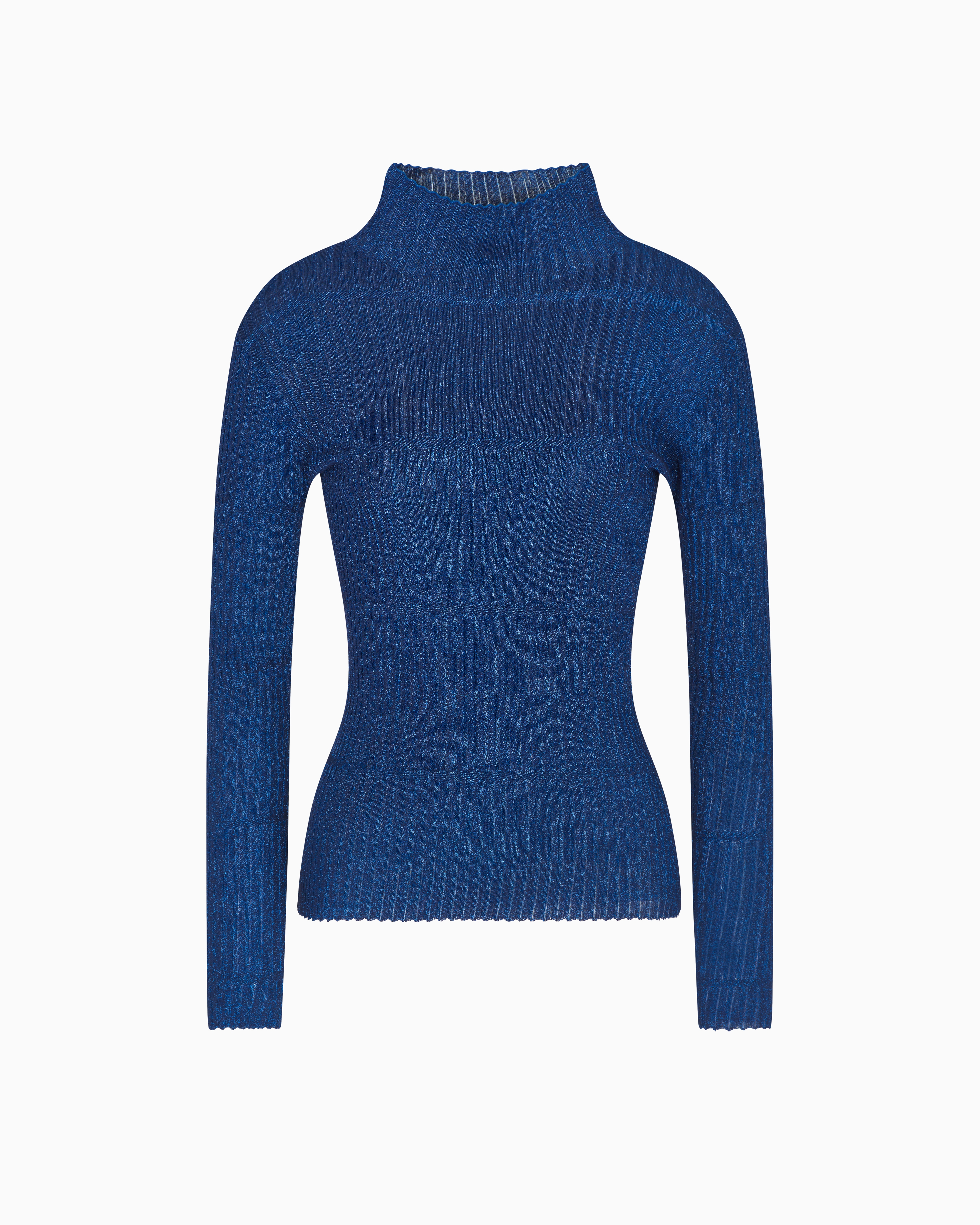 Emporio Armani - 3D-effect lurex knit, Woman, Blue, Size: