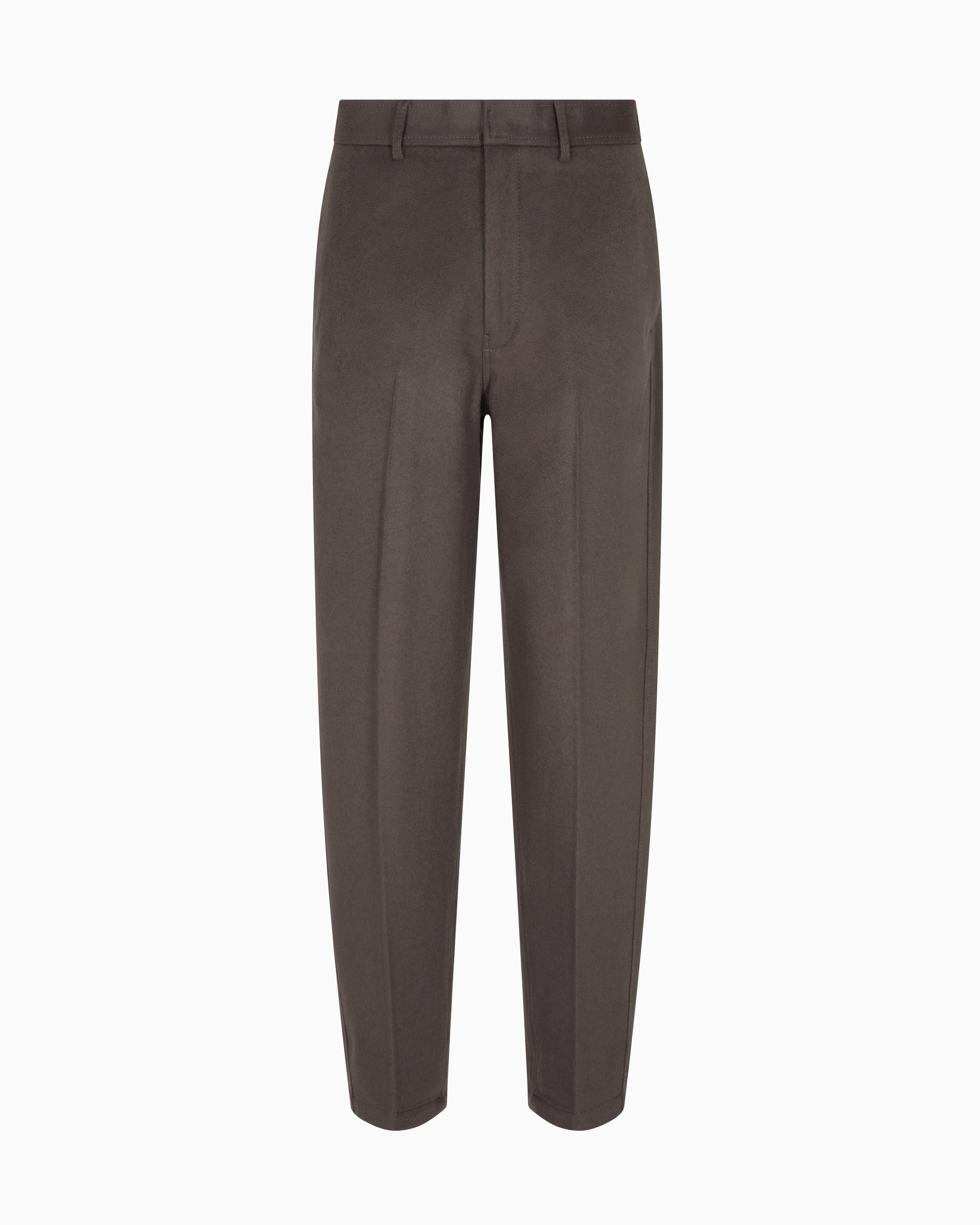 Emporio Armani - Compact virgin wool wide-leg trousers, Man, Brown, Size:
