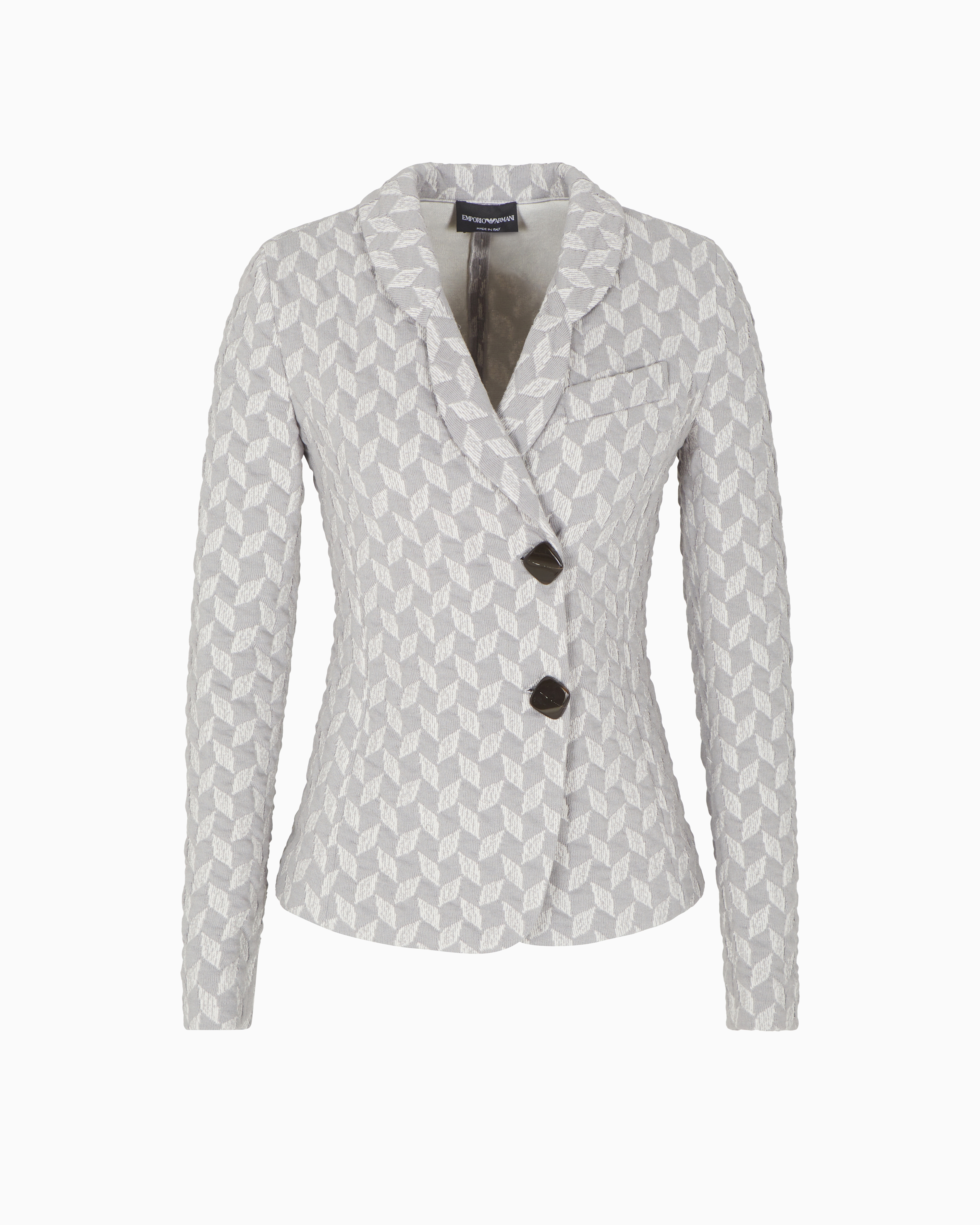 Emporio Armani - Jersey knit jacket with stylised chevron motif, Woman, Beige, Size: