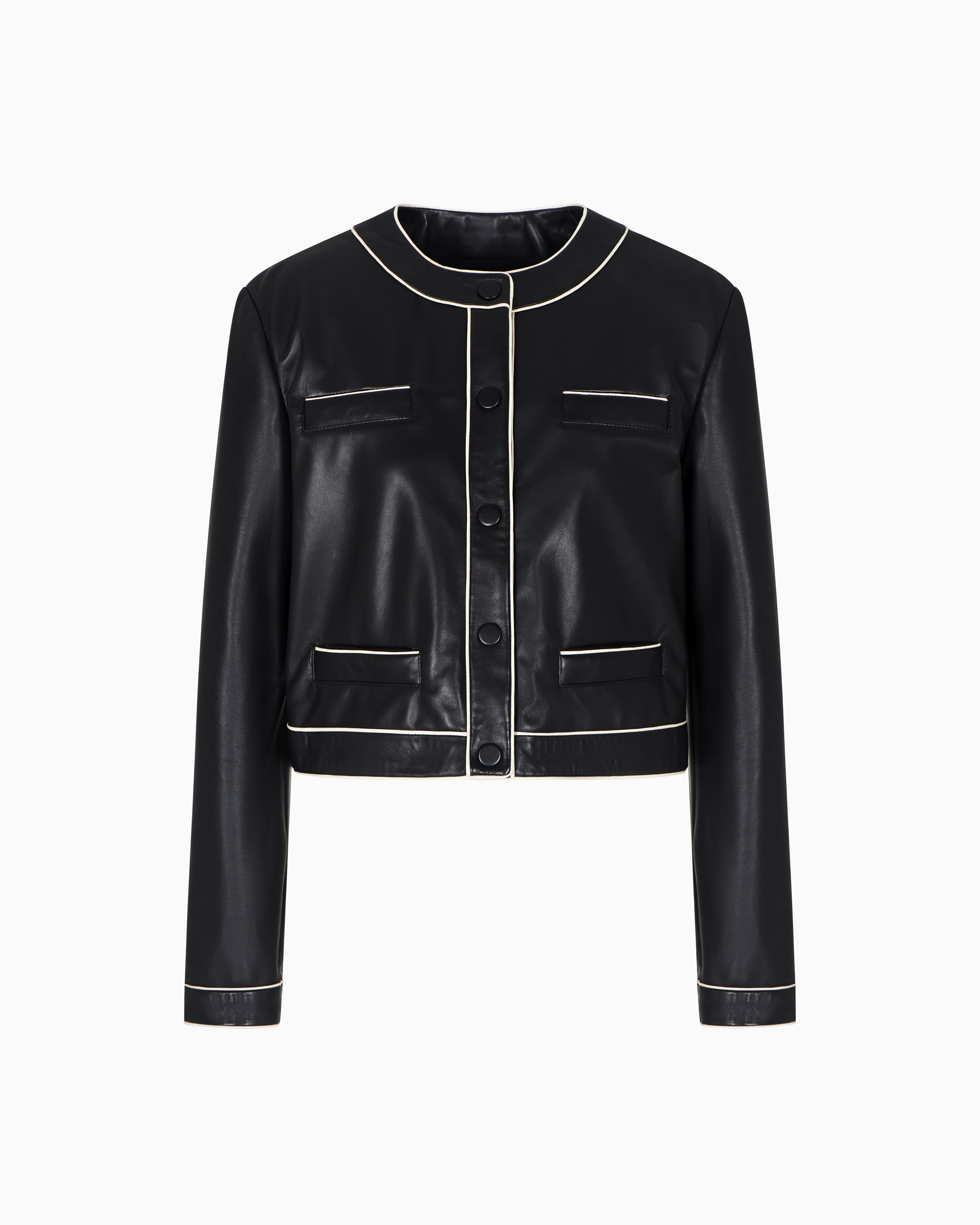 ジャケット・アウター EMPORIO ARMANI leather fur 2way jacket Emporio Armani Zipped Leather Jacket | Black | FARFETCH